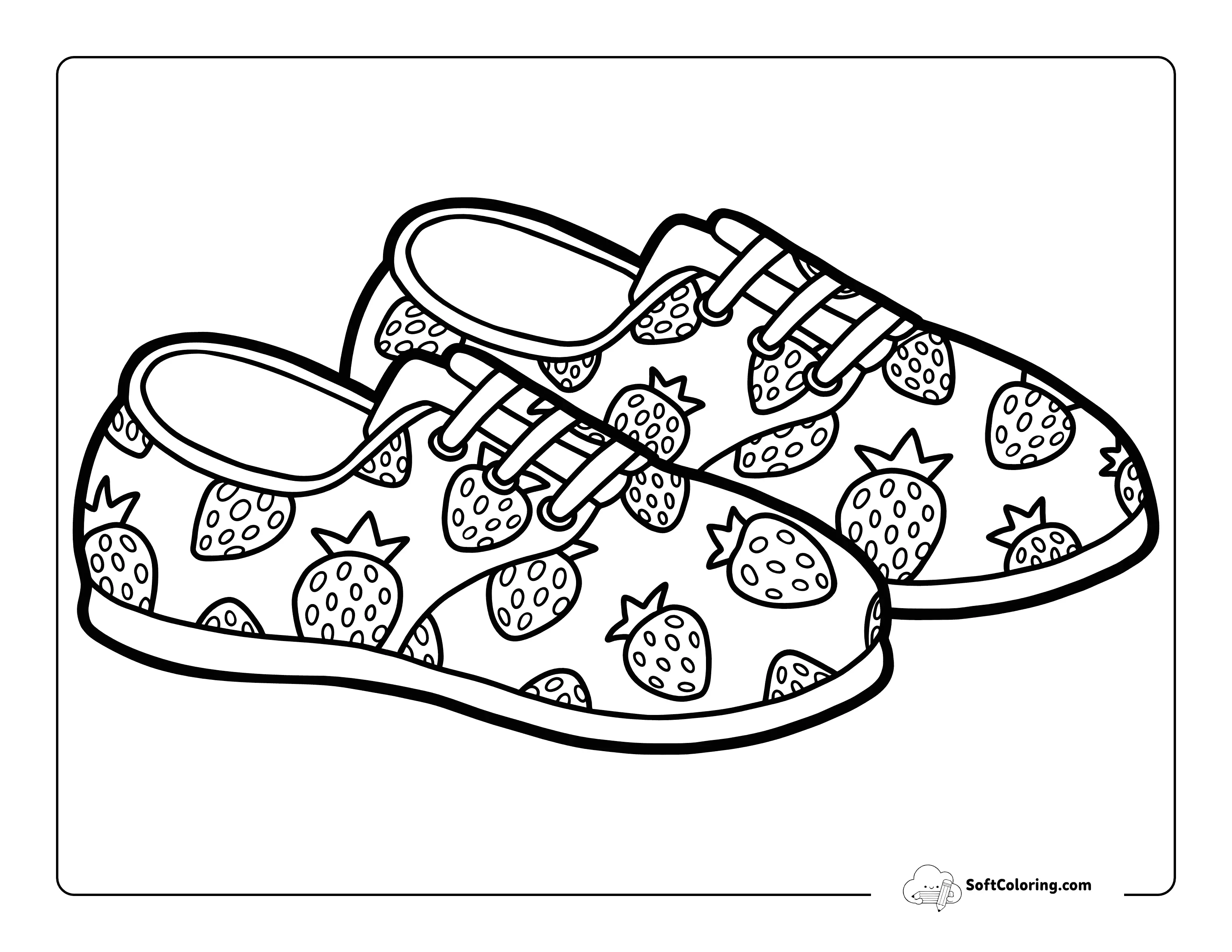 Cute Strawberry Plimsoll Style Shoe Coloring Sheet