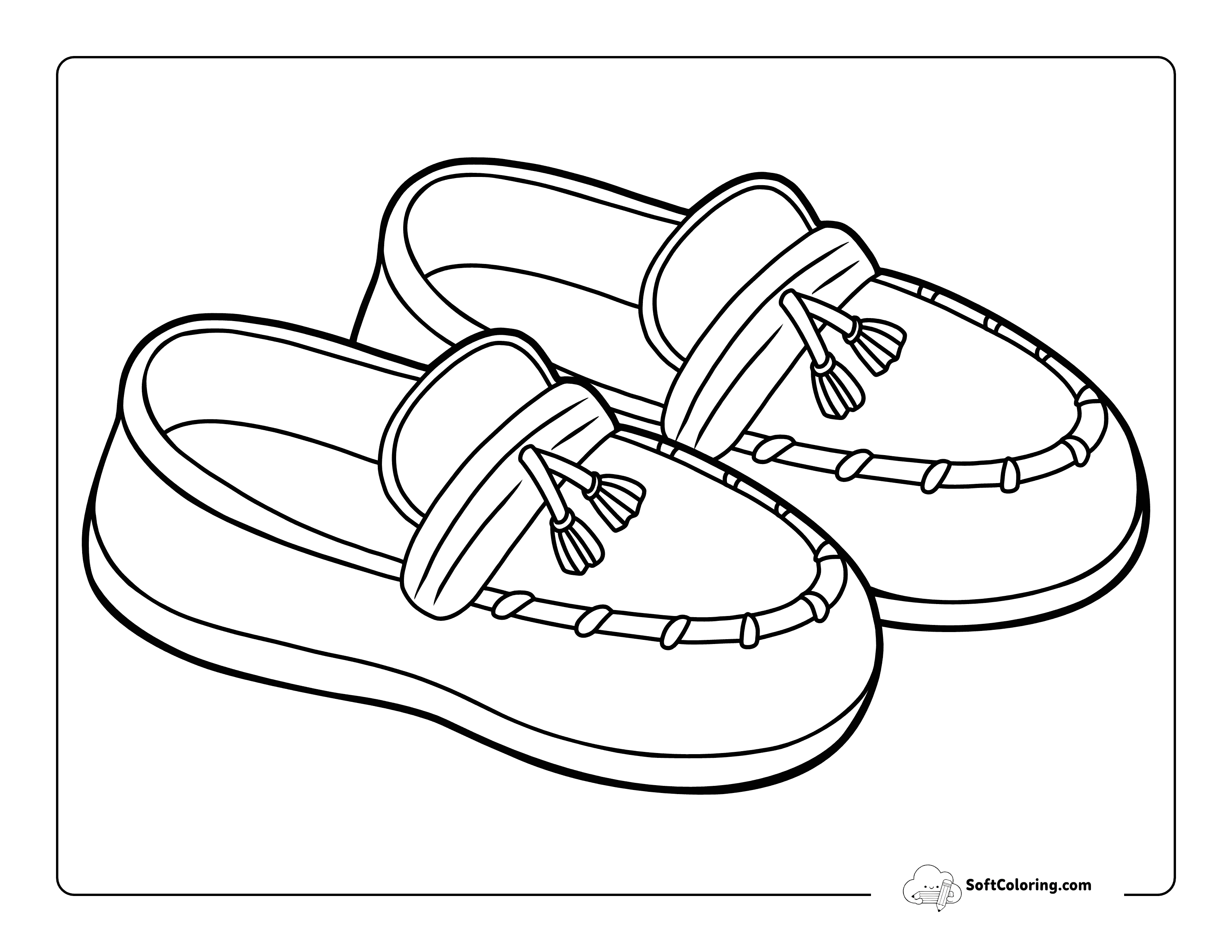 Simple Comfy Moccasins Printable Coloring Page