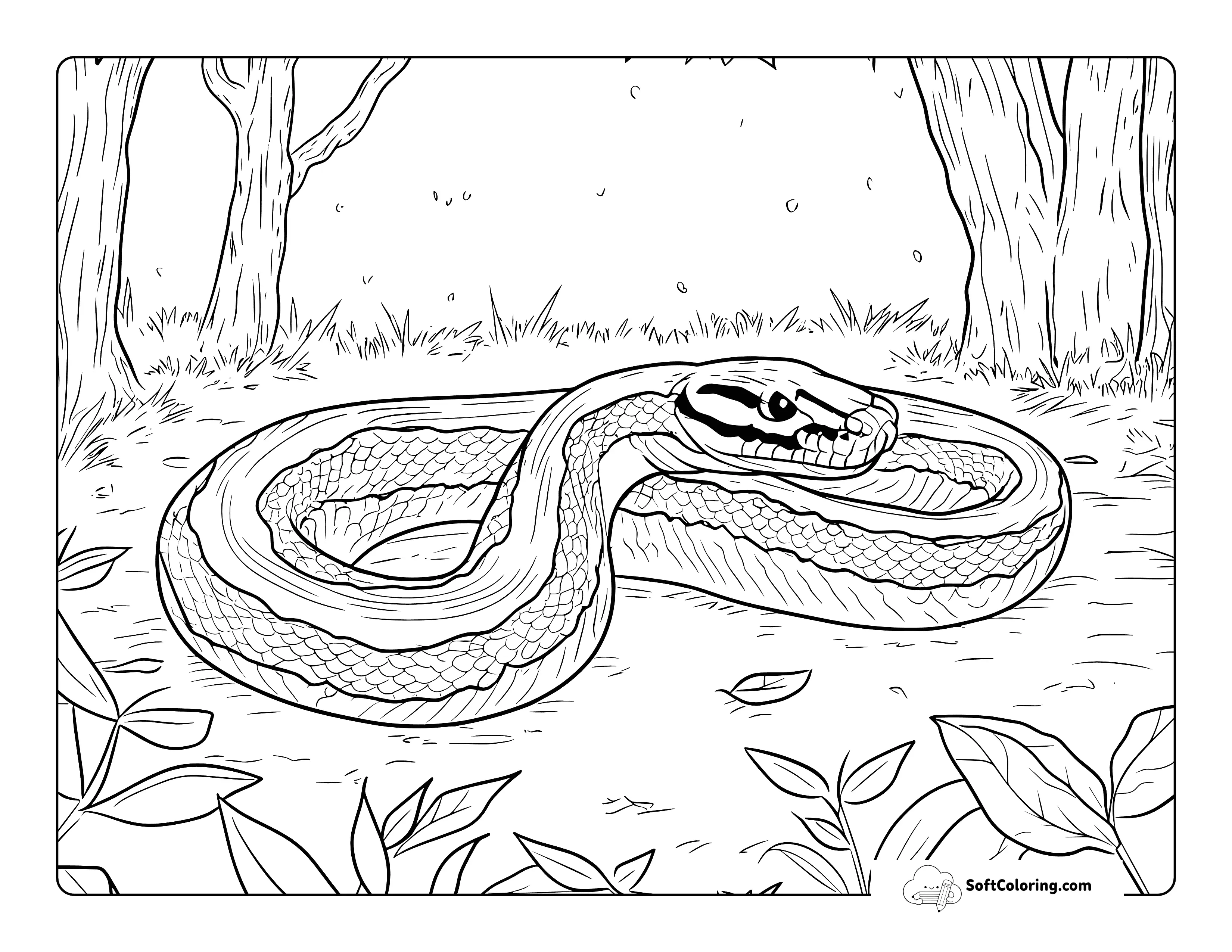Detailed Realistic Boa Constrictor Coloring Page For Adults