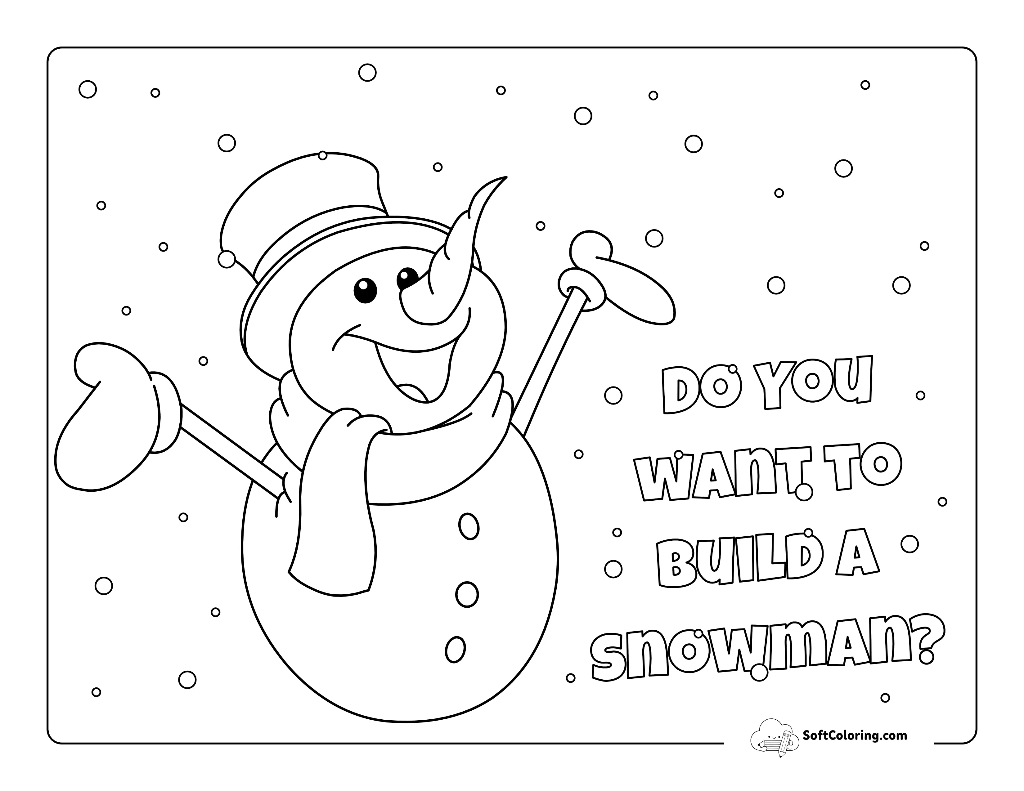 Happy Snowman Coloring Page