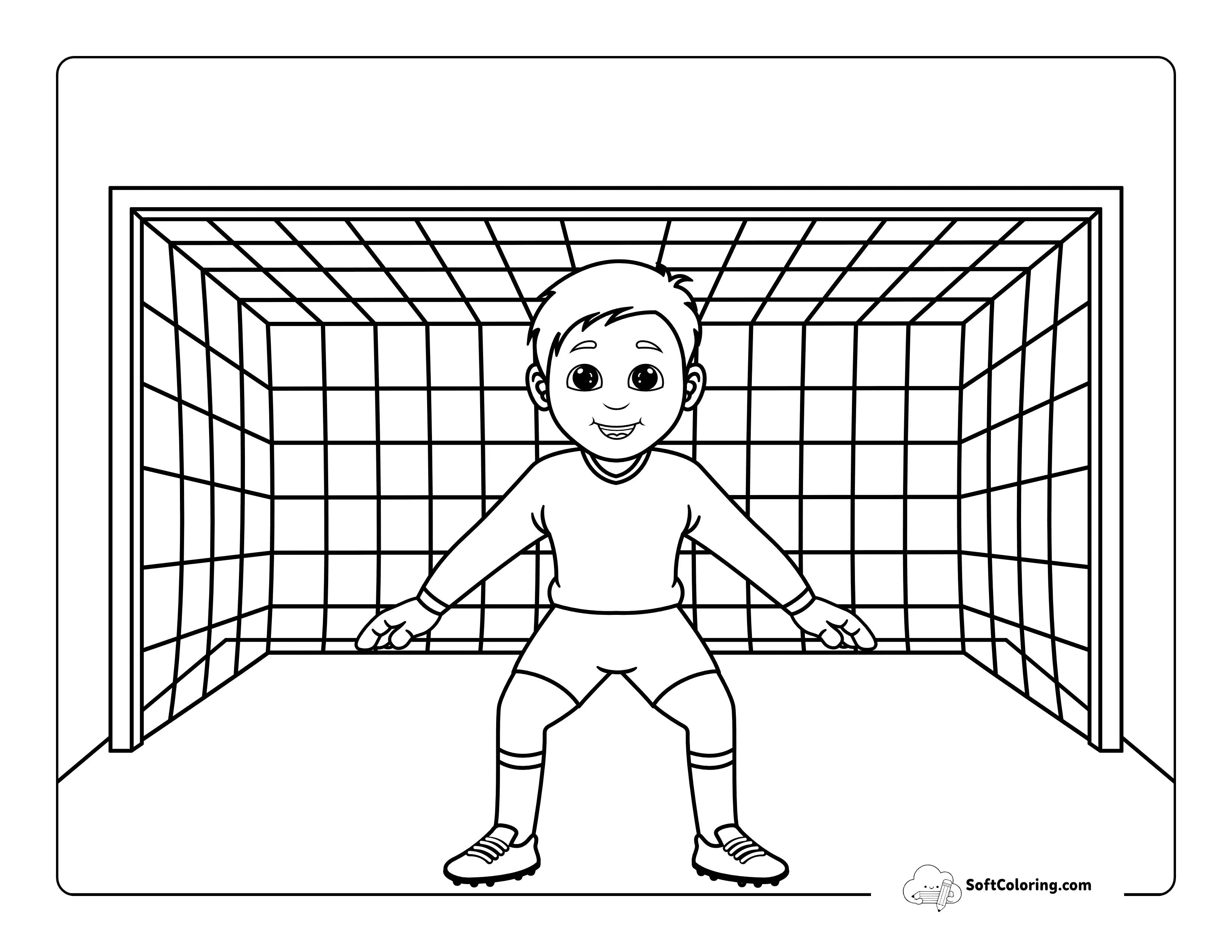 Cool Soccer Goalie Easy Coloring Page