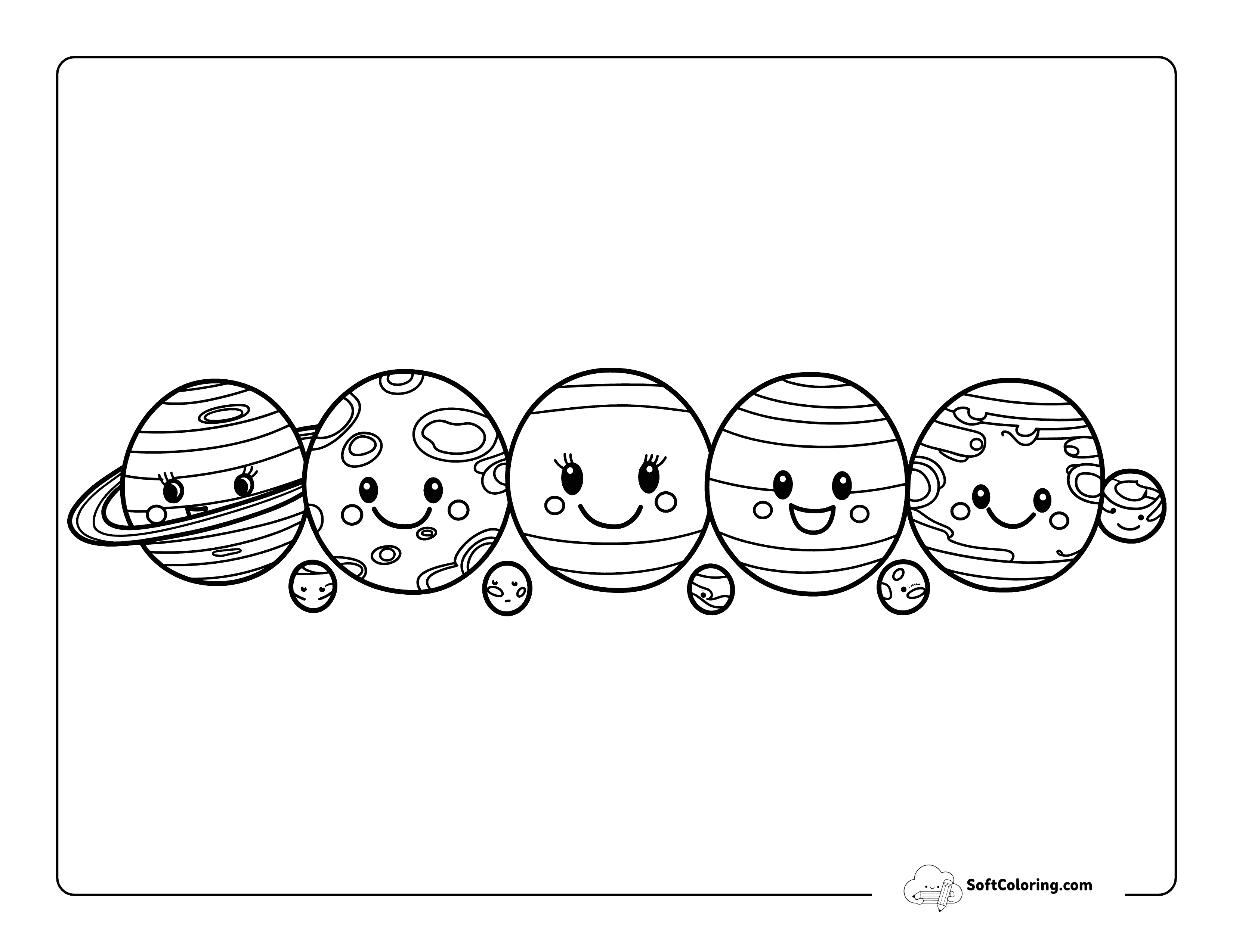 Cute Planets Space Coloring Pages For Kids