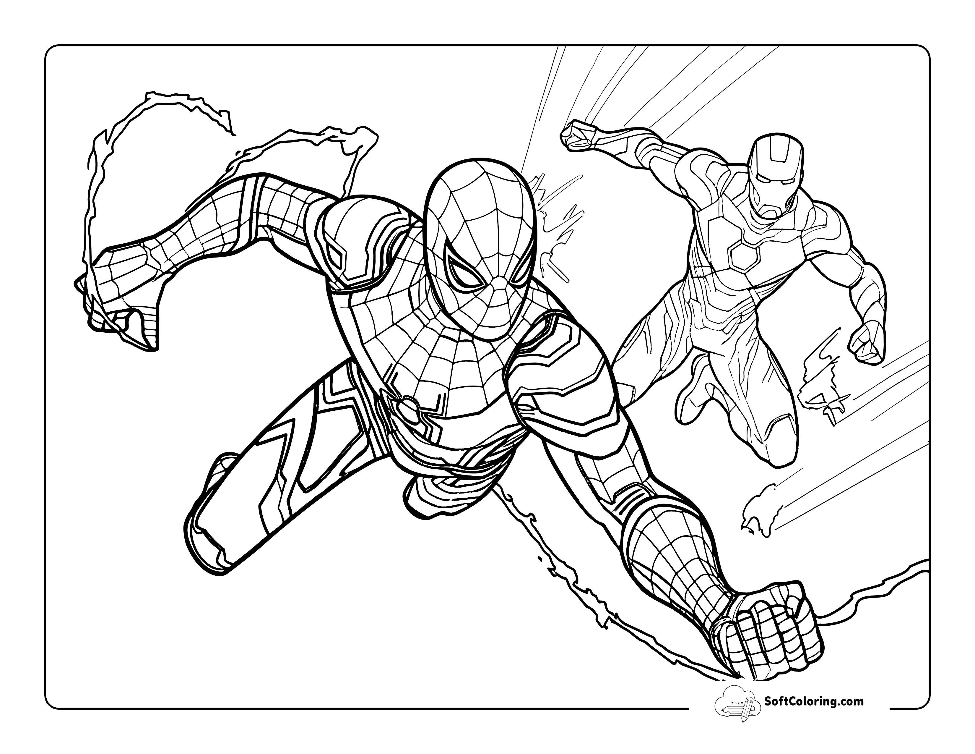 Avengers-Inspired Cross-Over Coloring Page