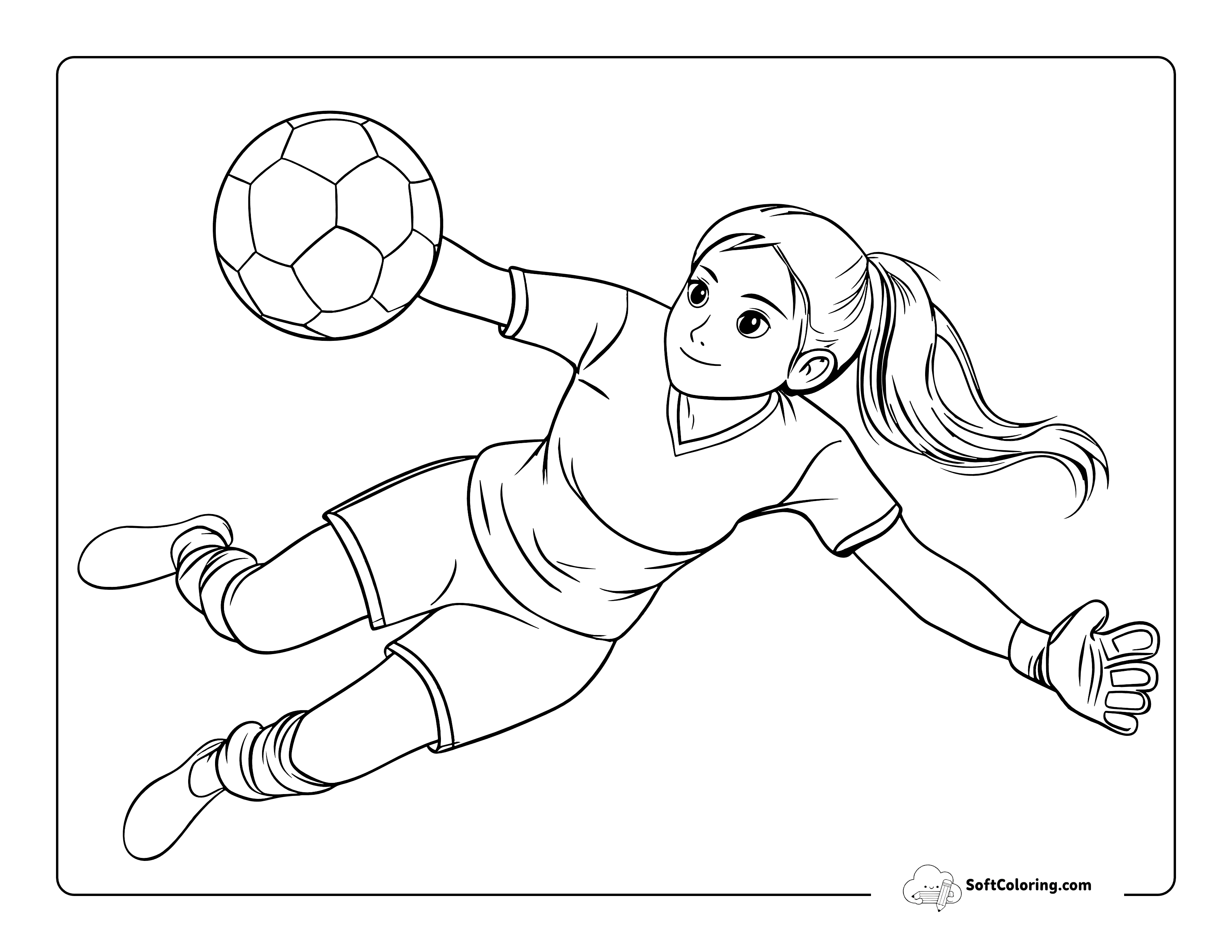 Simple Realistic Soccer Coloring Sheet For Teens
