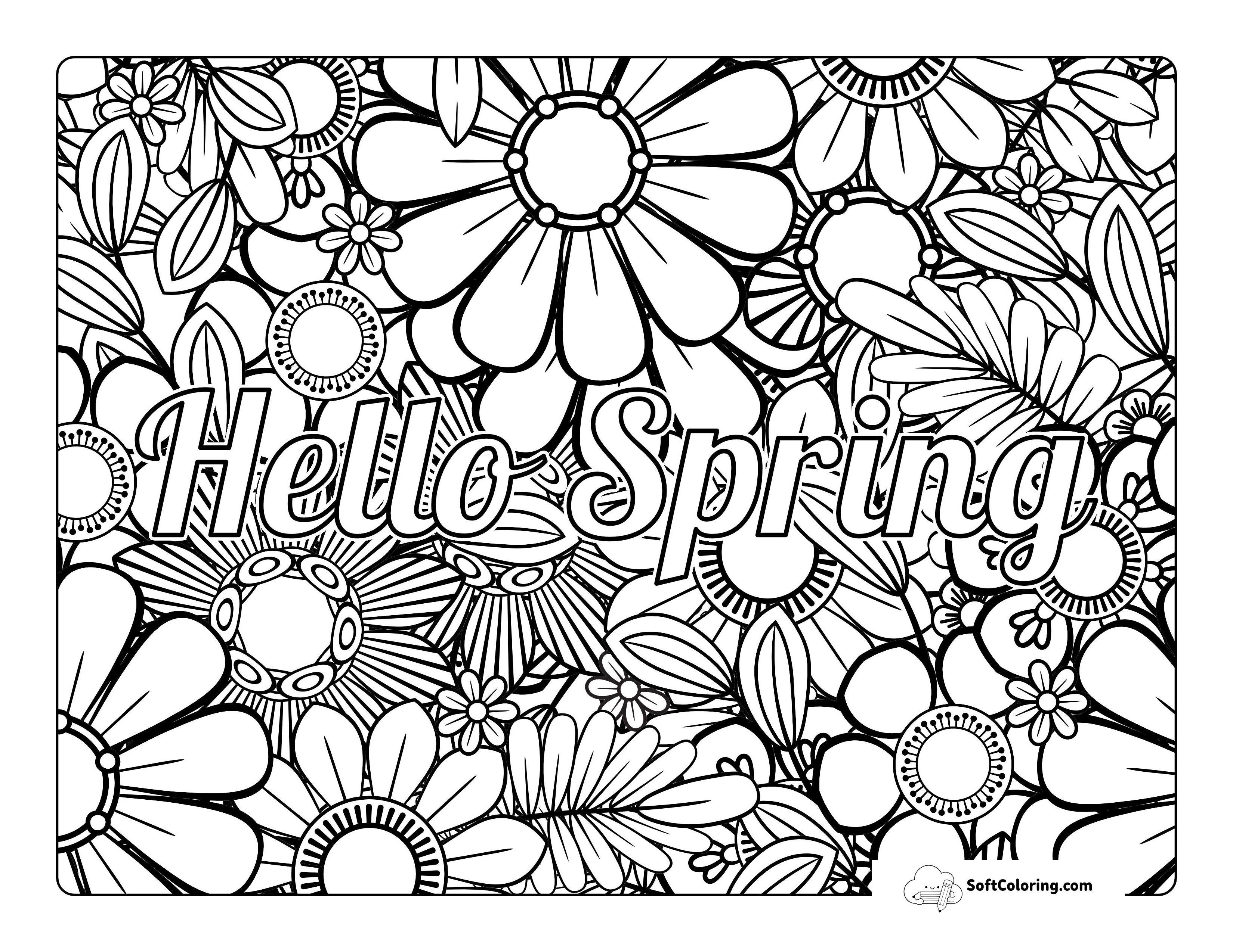 Spring Flower Coloring Page For Adults