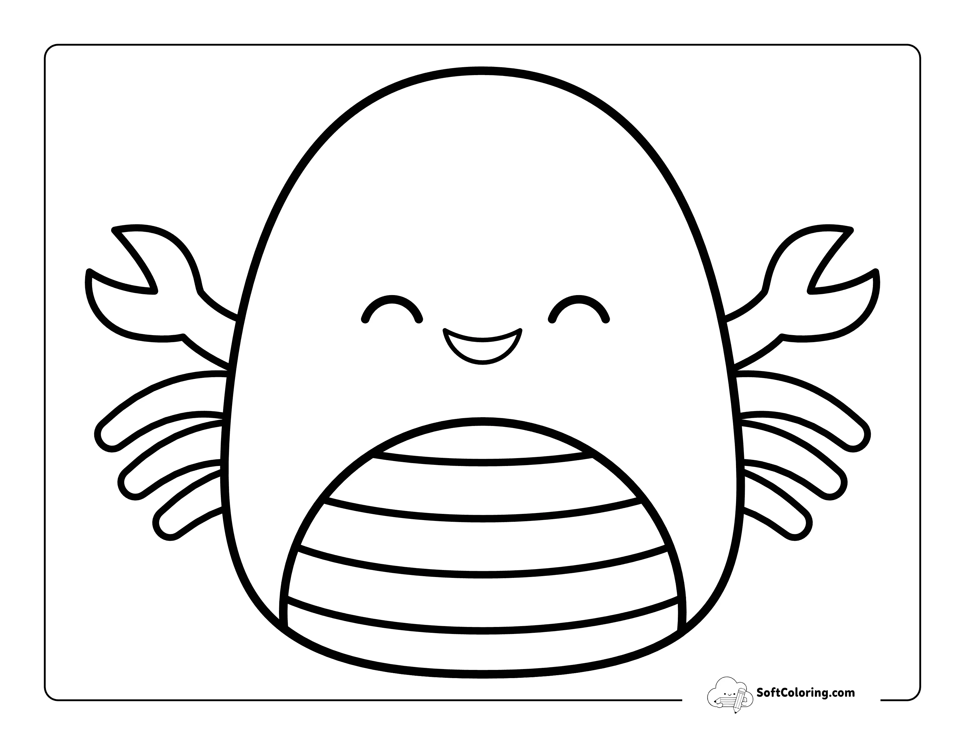Coloring Page For Kids Inspired By Crab Squishmallow