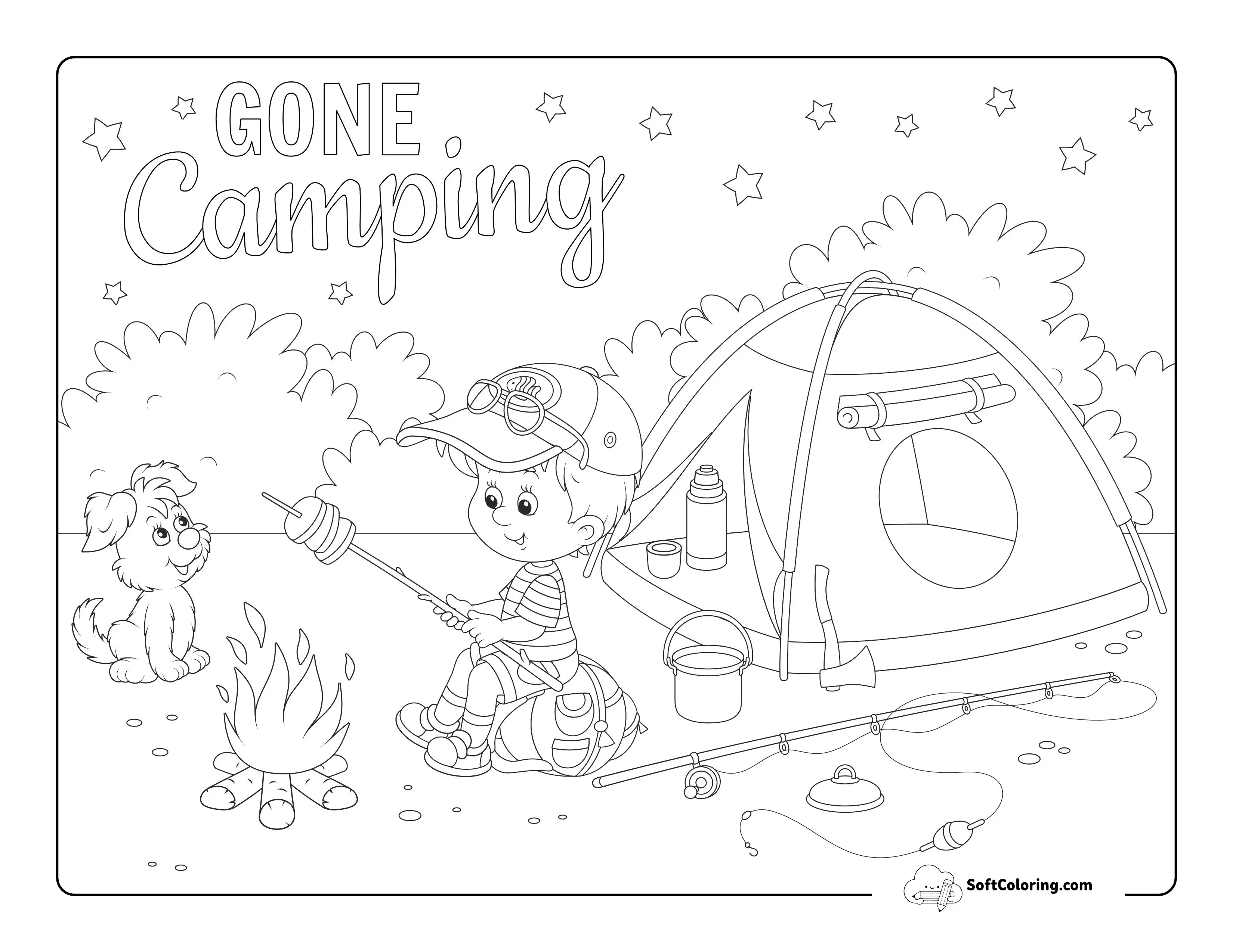 Toasting Marshmallows Coloring Page