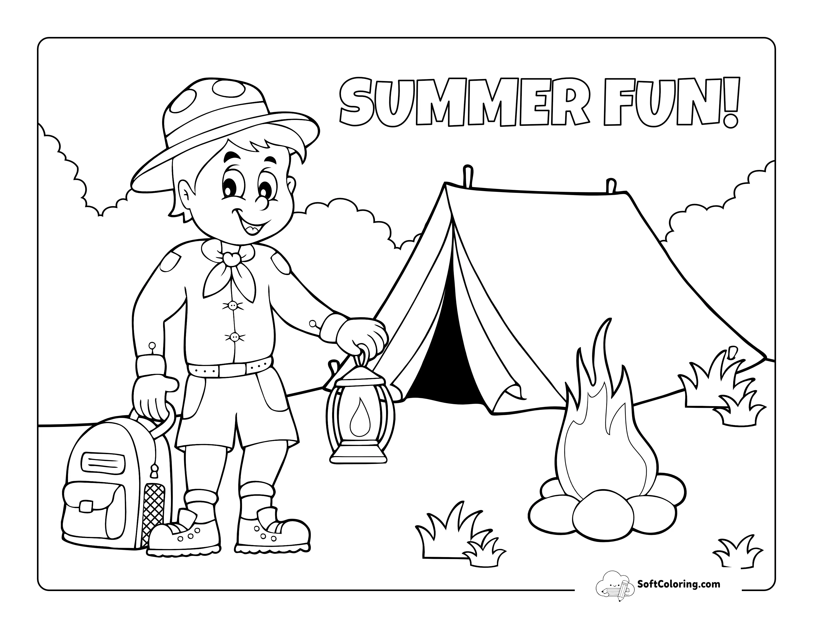 Boy Scout Camping Coloring Page