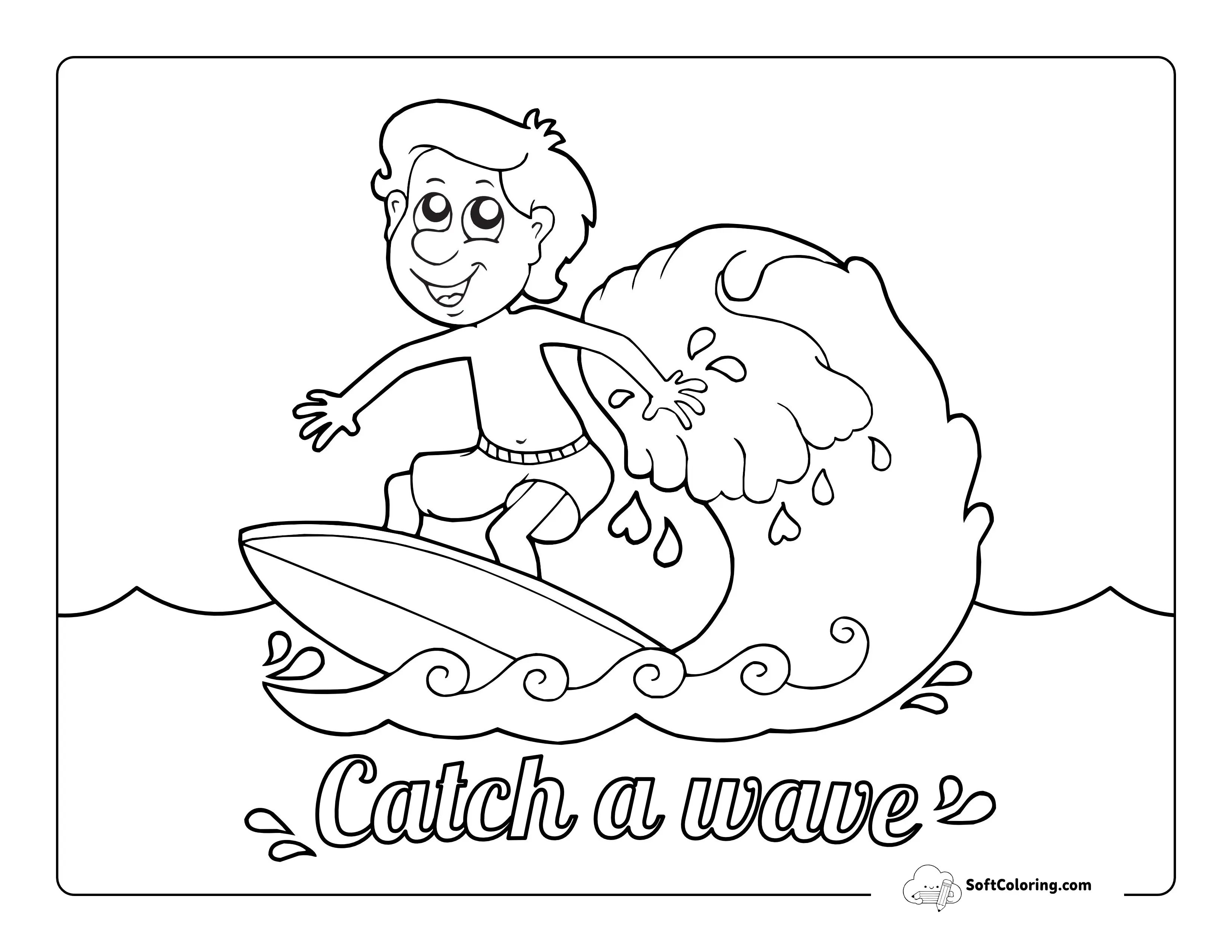 Boy Surfing Summer Sports Picture To Color