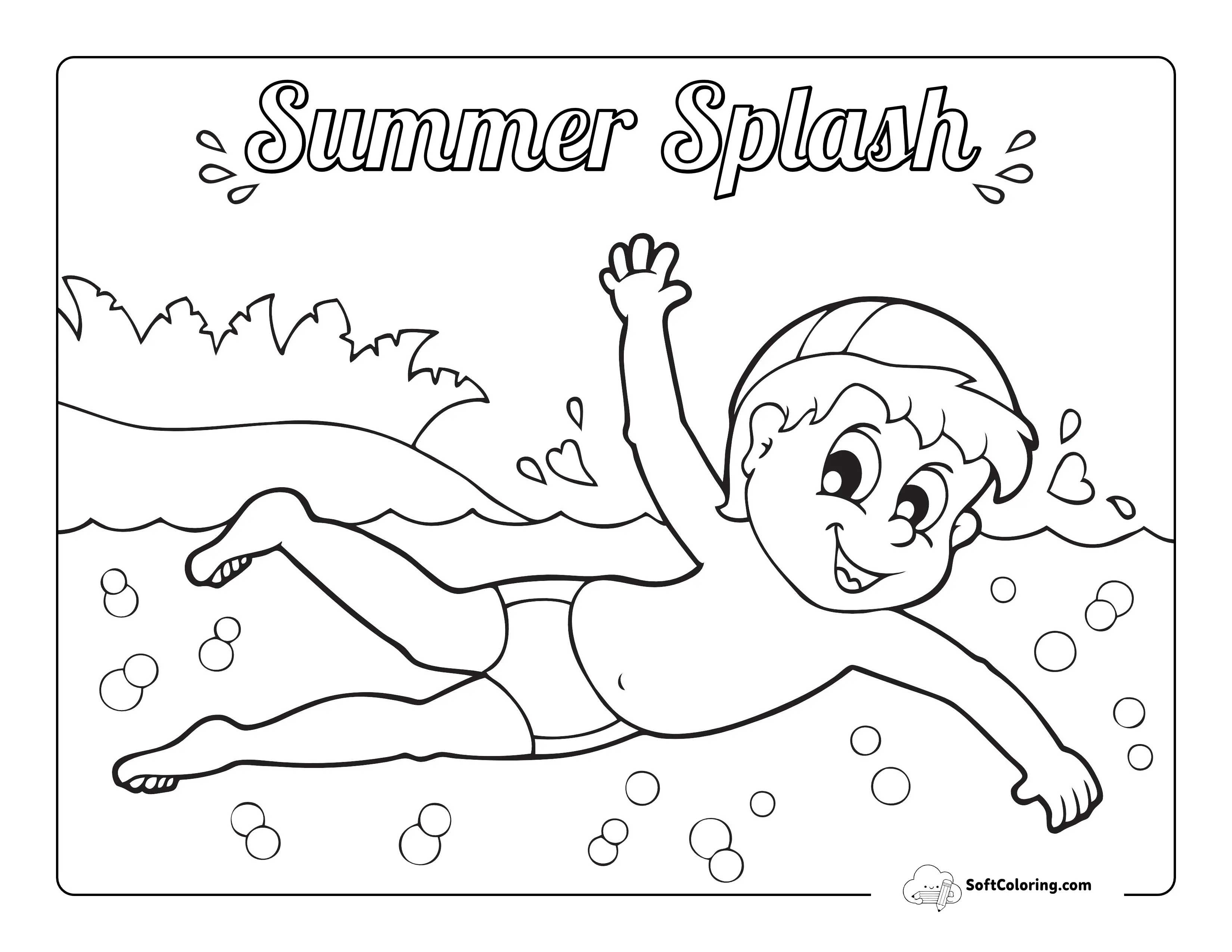 Boy Swimming In The Water Printable
