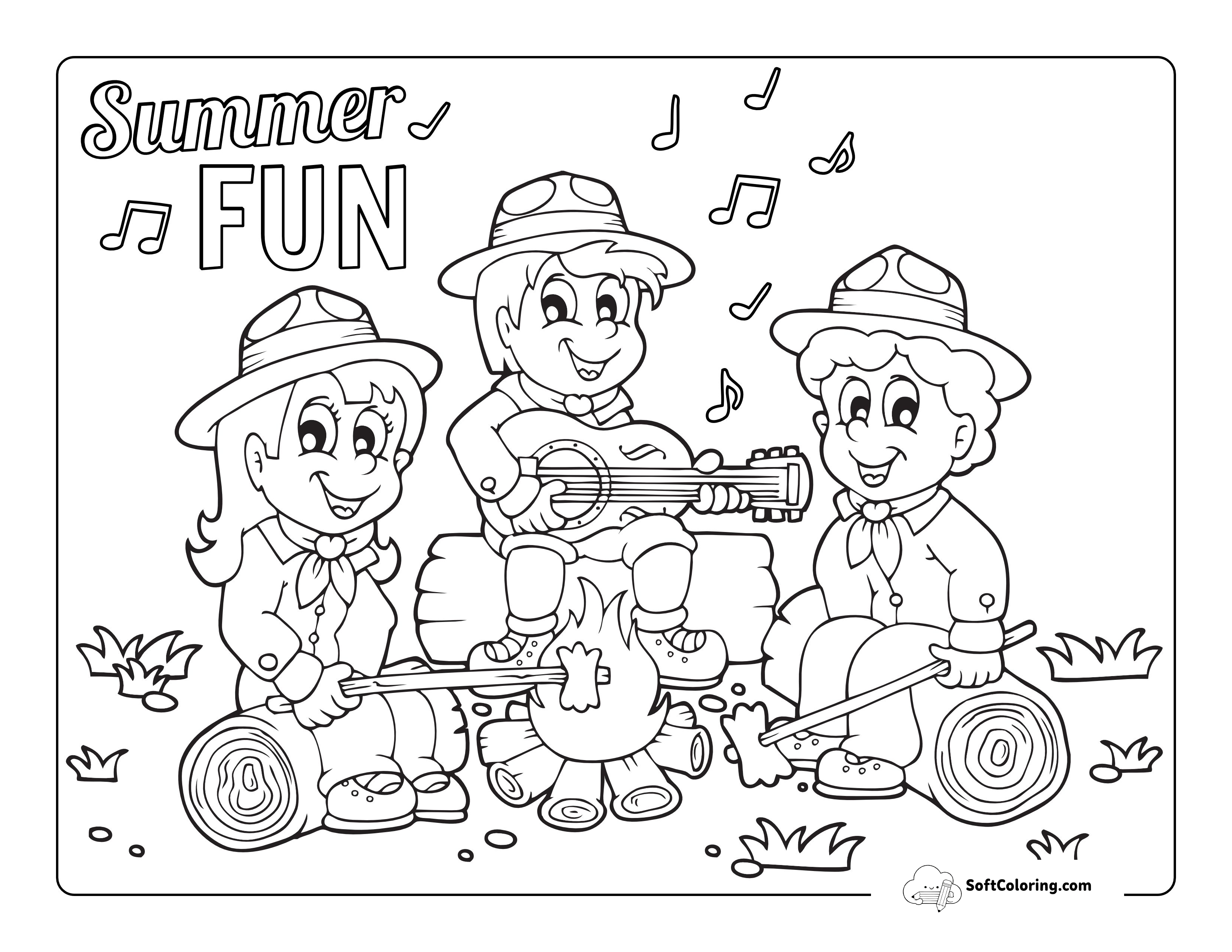 Summer Campfire Picture To Color