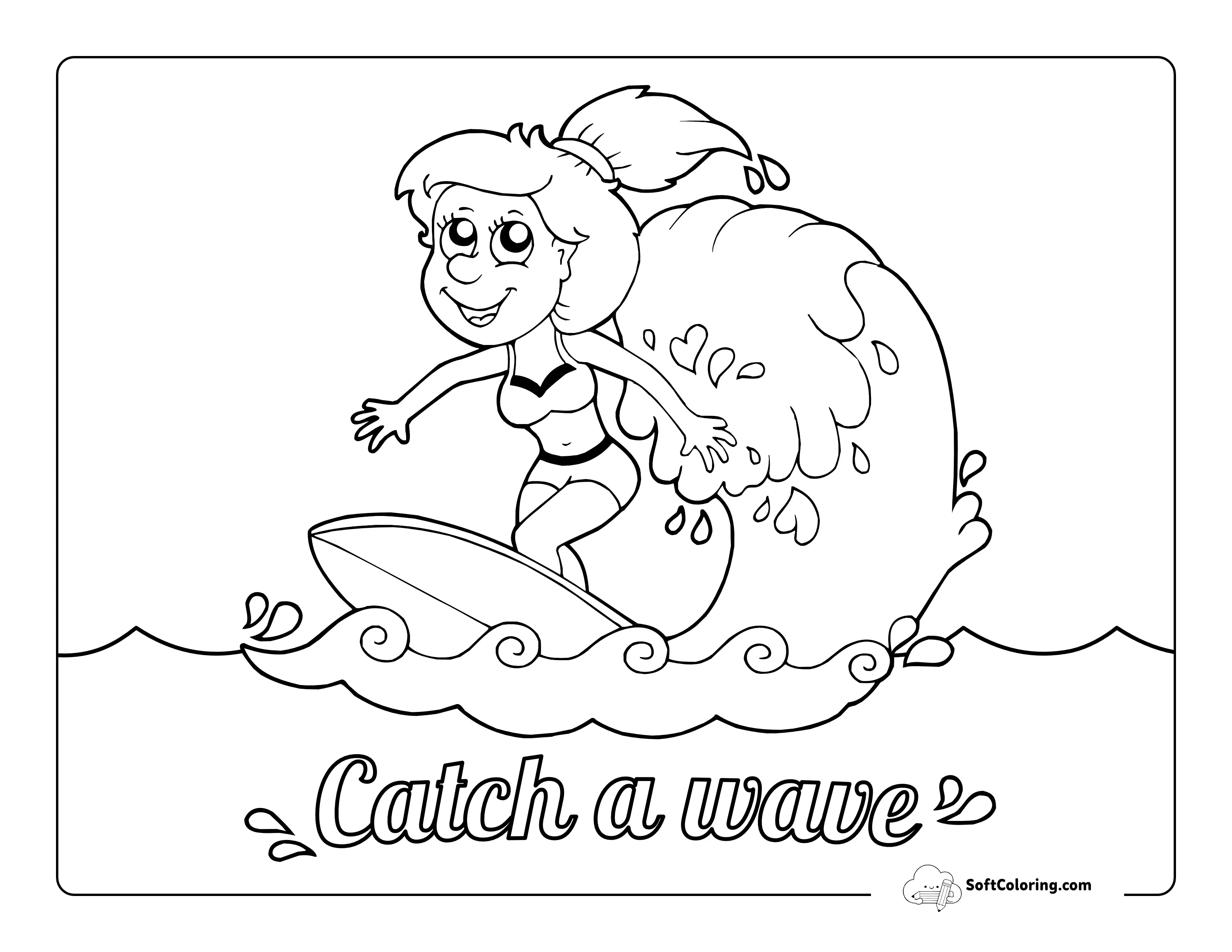 Girl Surfing Sports Coloring Sheet
