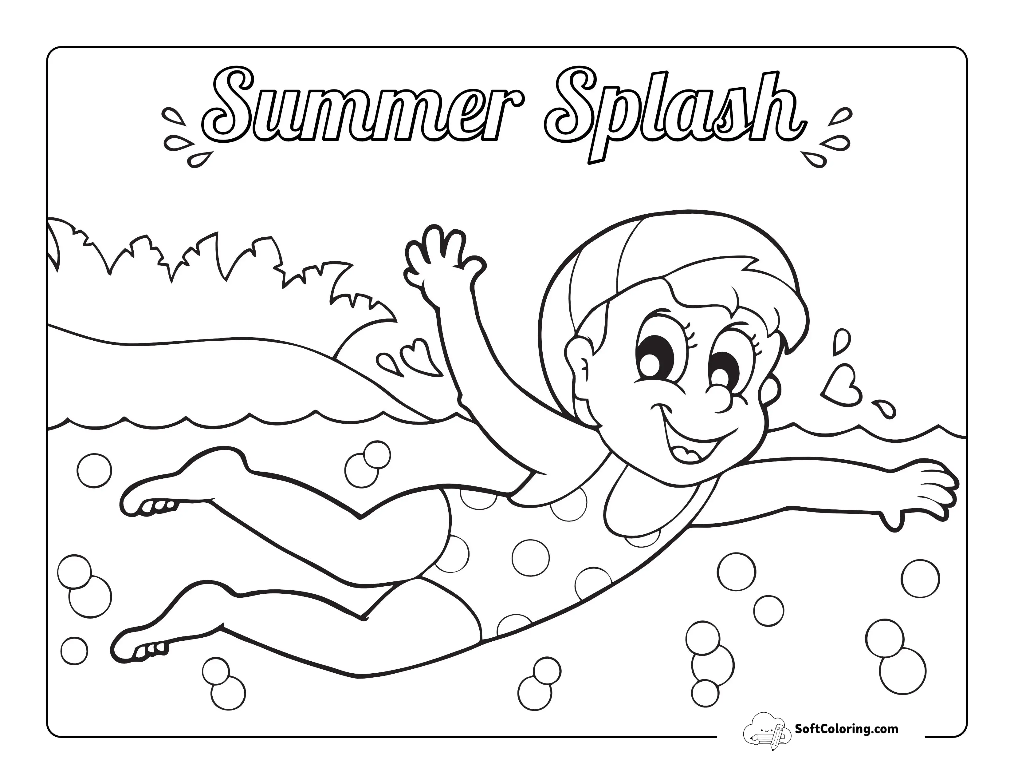 Summer Splash Cute Girl Swimming In Pool