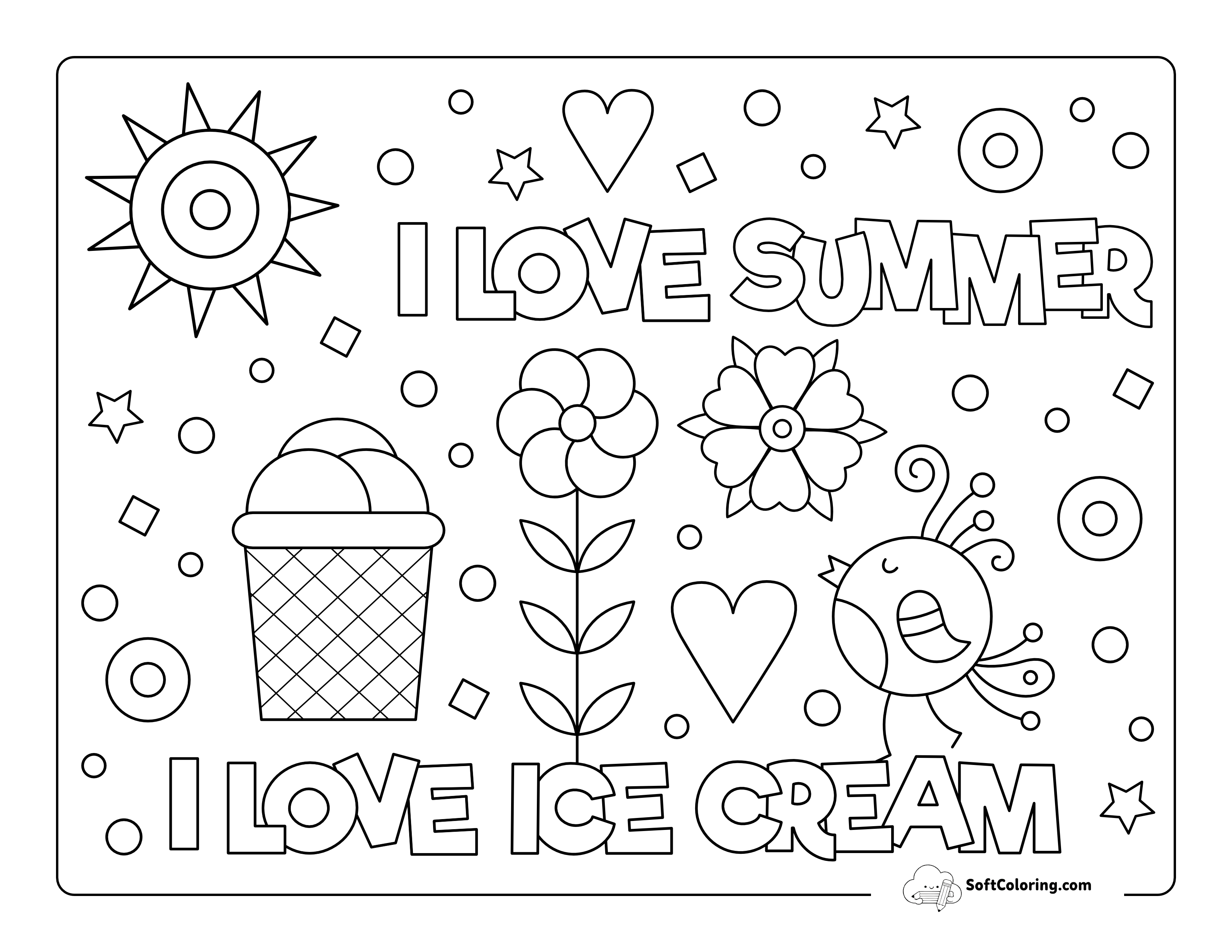 "Love Ice Cream" Coloring Sheet