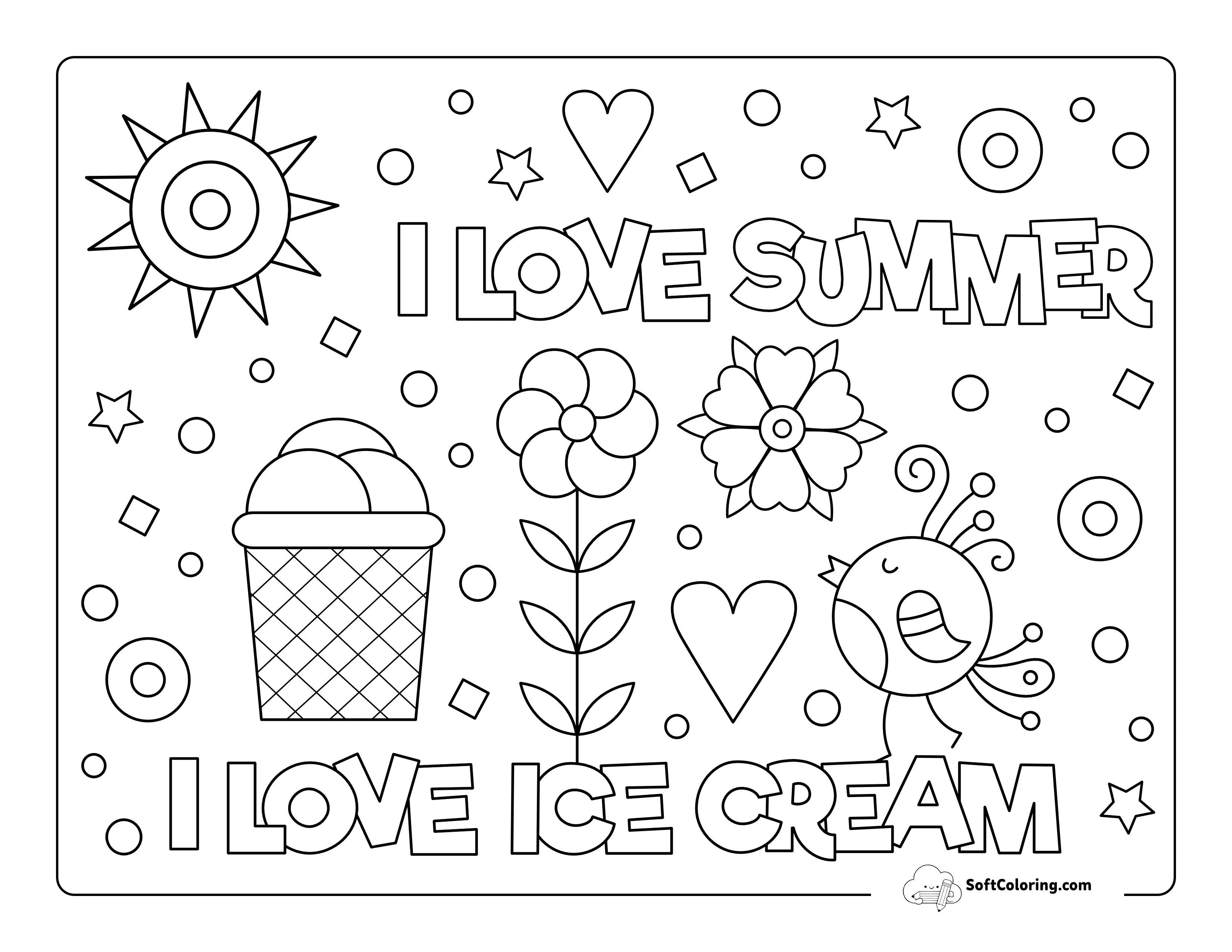 "Love Ice Cream" Coloring Sheet