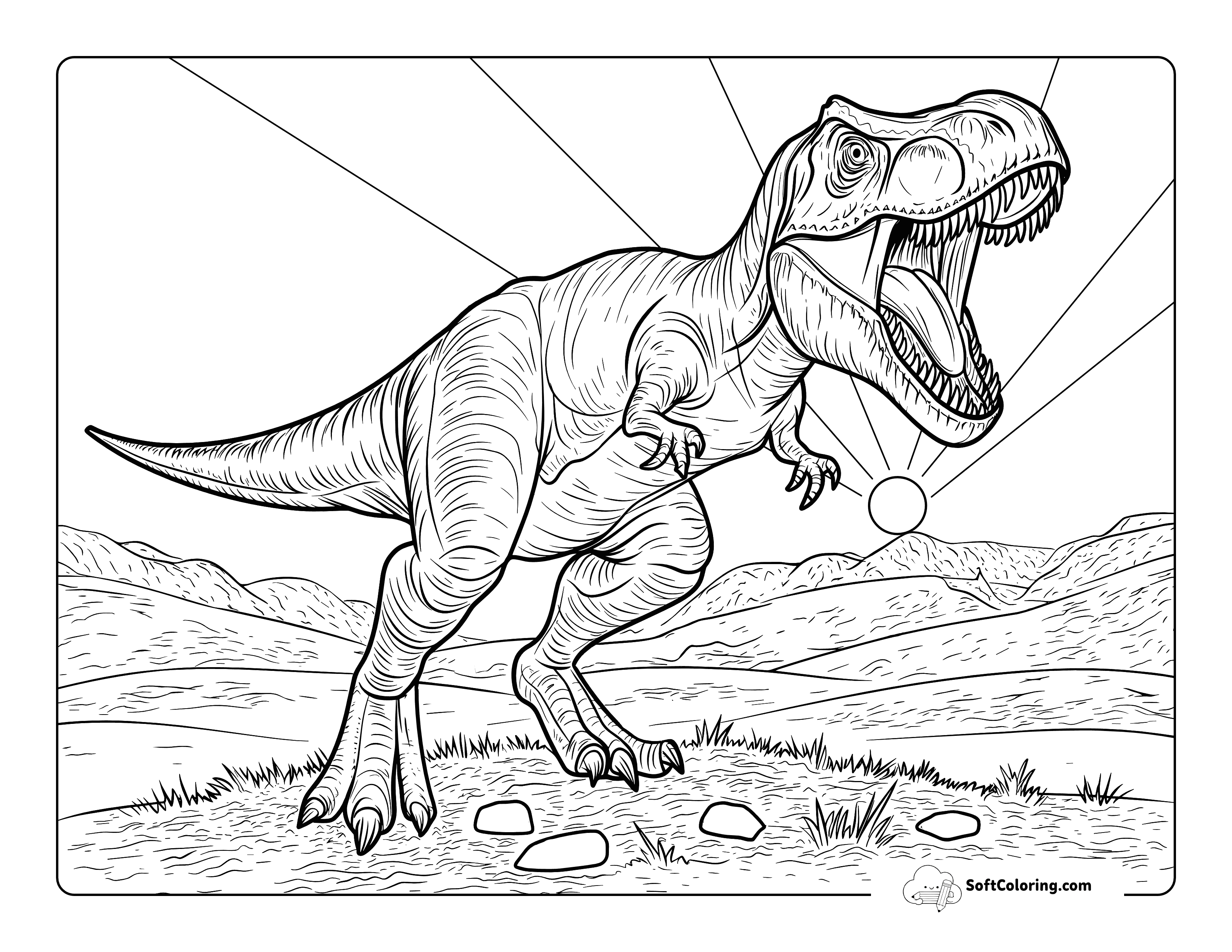 Realistic T-Rex Coloring Page For Adults