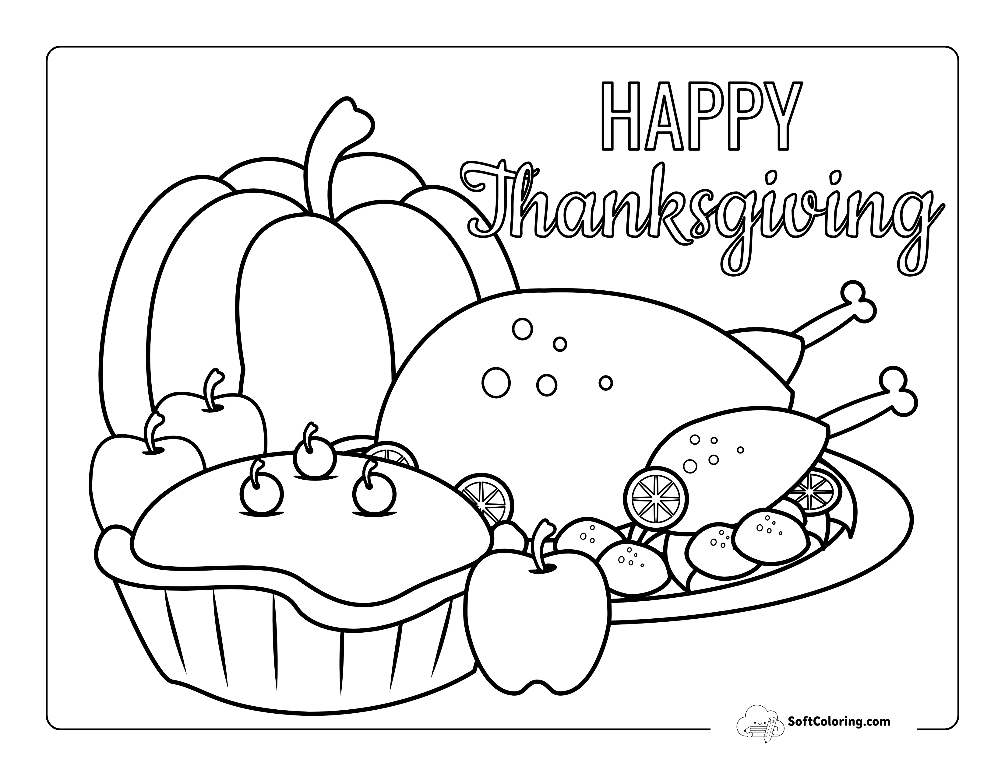 Thanksgiving Dinner With Turkey Pie Pumpkin
