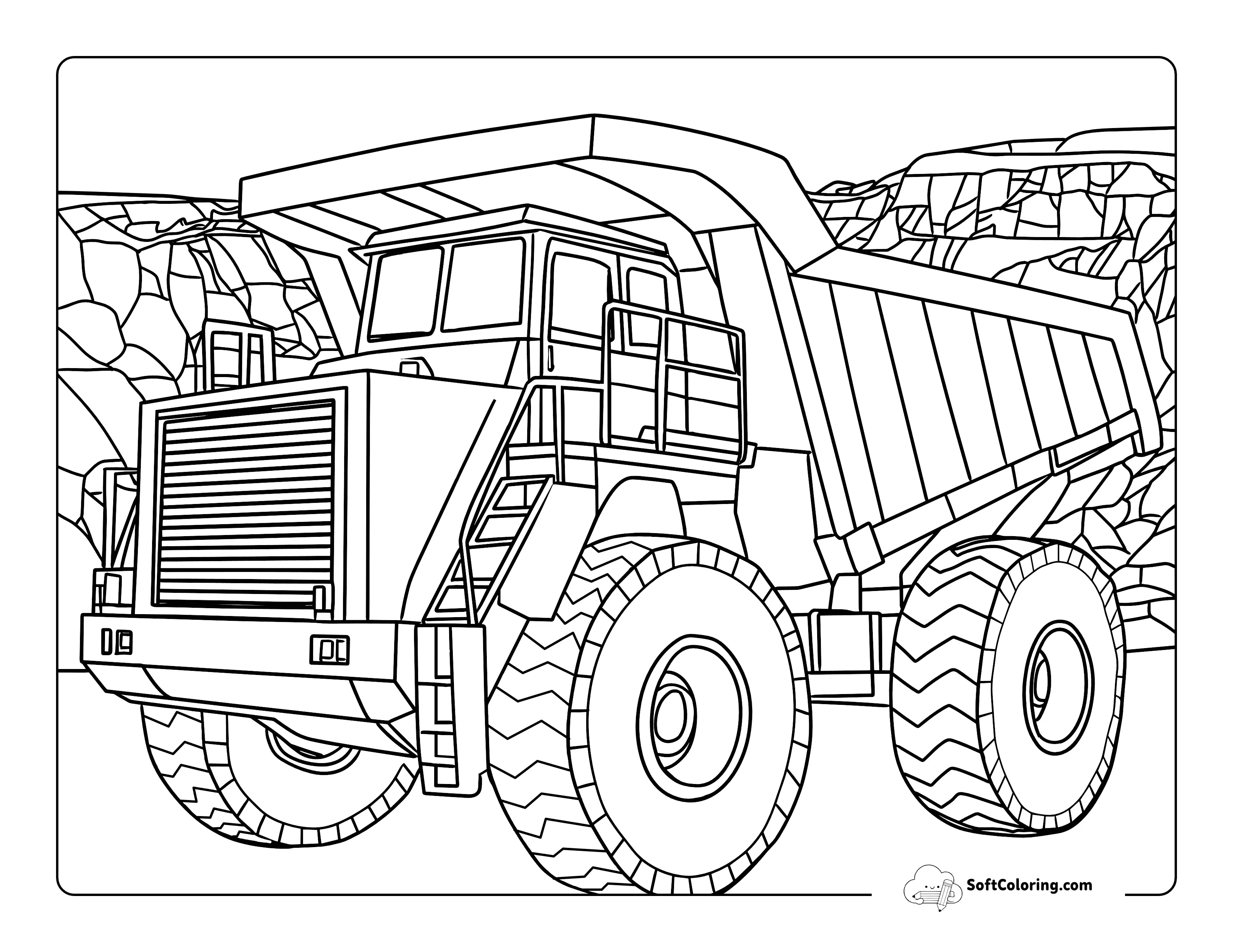 Realistic Construction Truck Coloring Sheet
