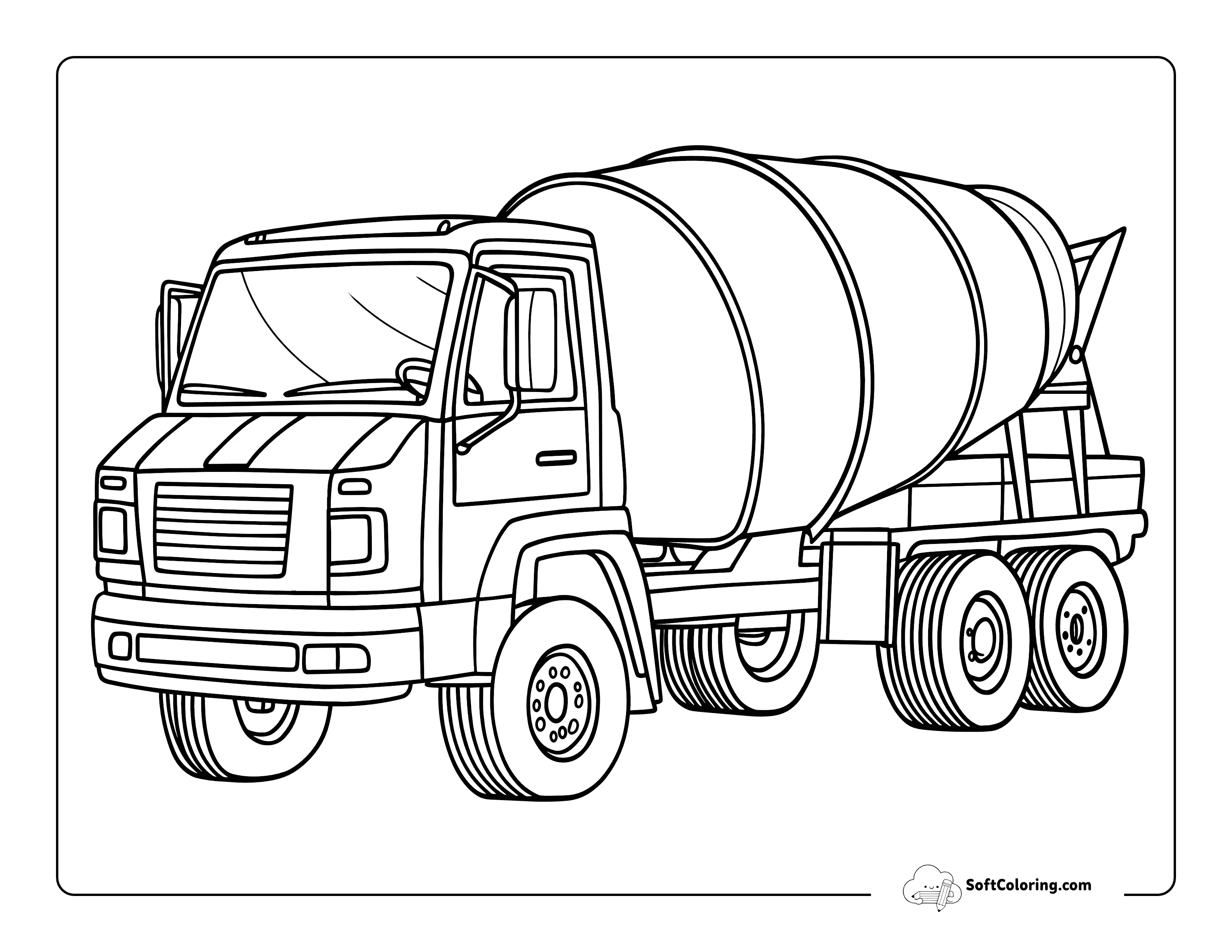 Simple Cement Mixer Construction Truck Coloring Sheet