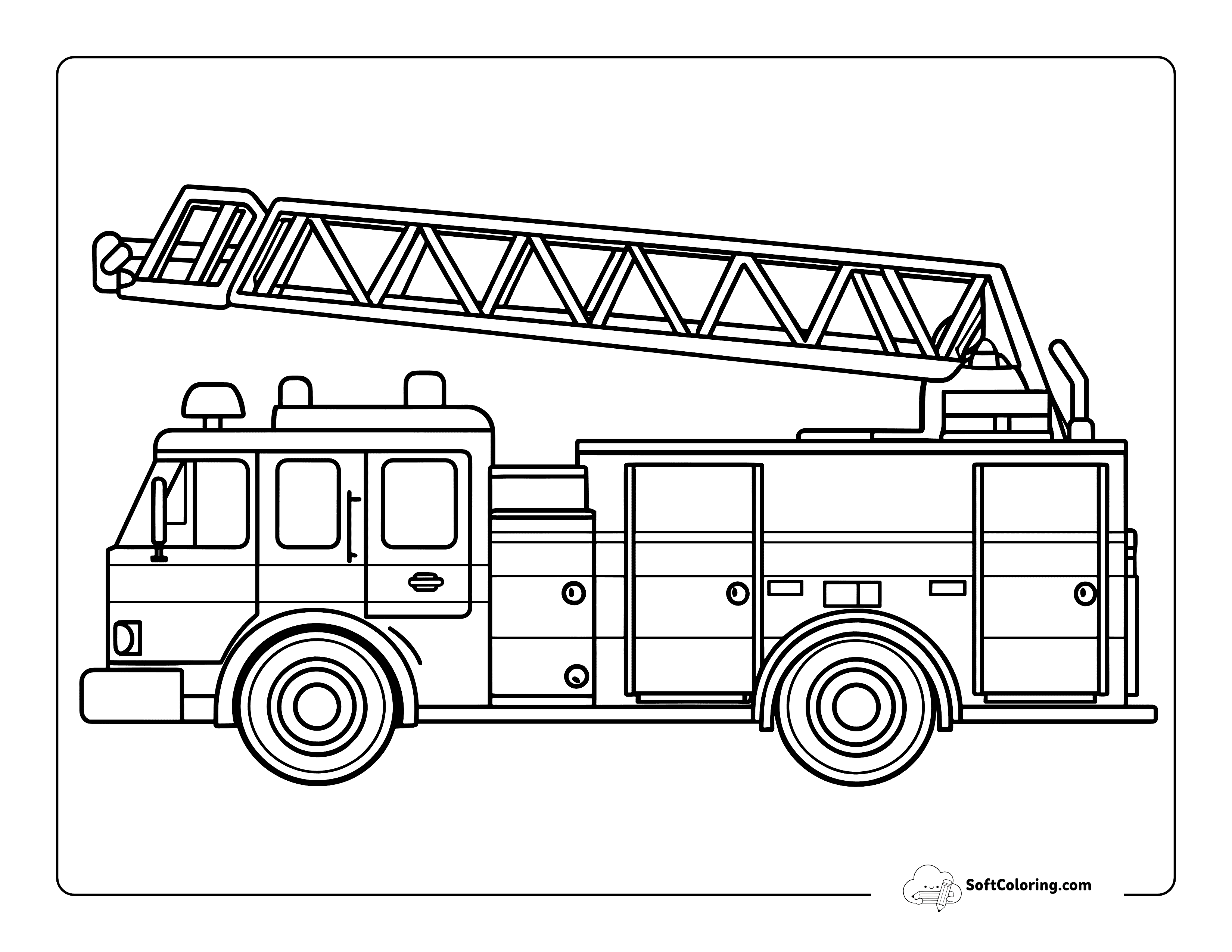 Simple Firetruck Coloring Page
