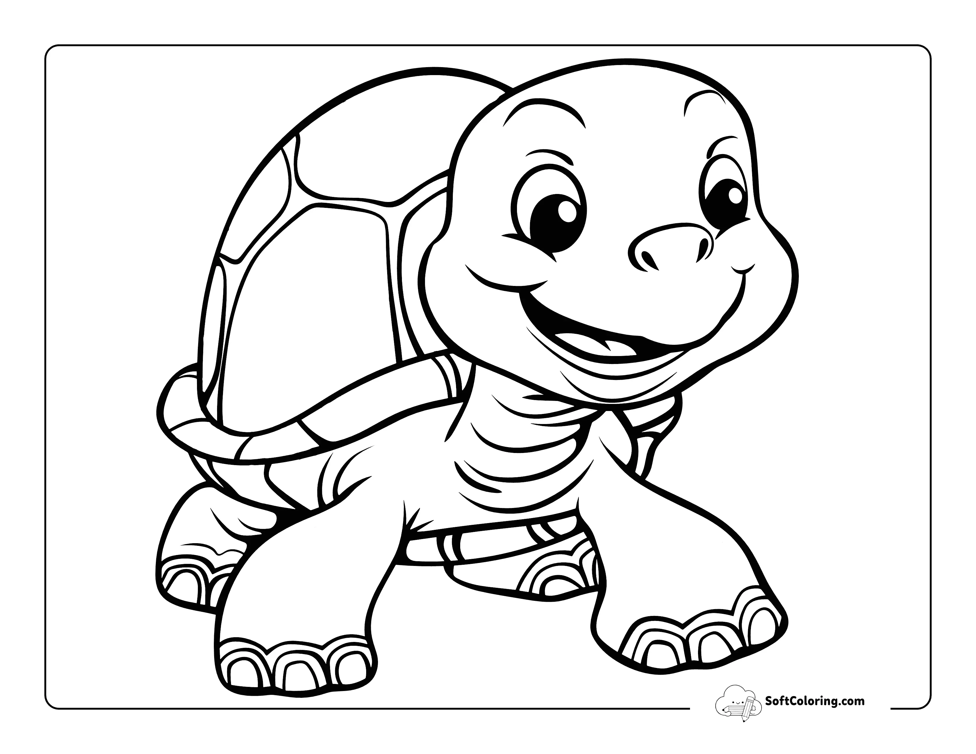 Happy Snapping Turtle Coloring Page