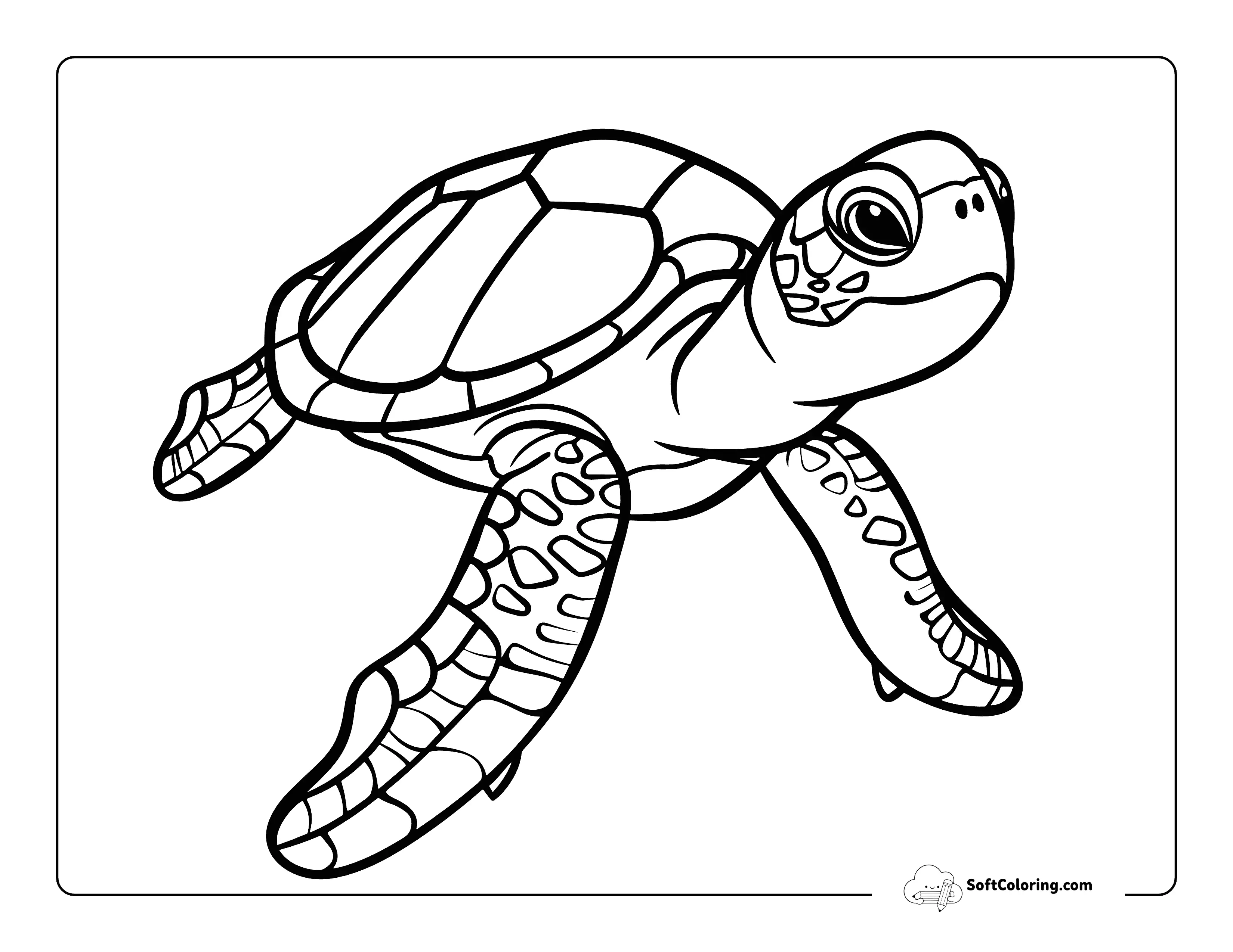 Easy Sea Turtle Coloring Page For Kids