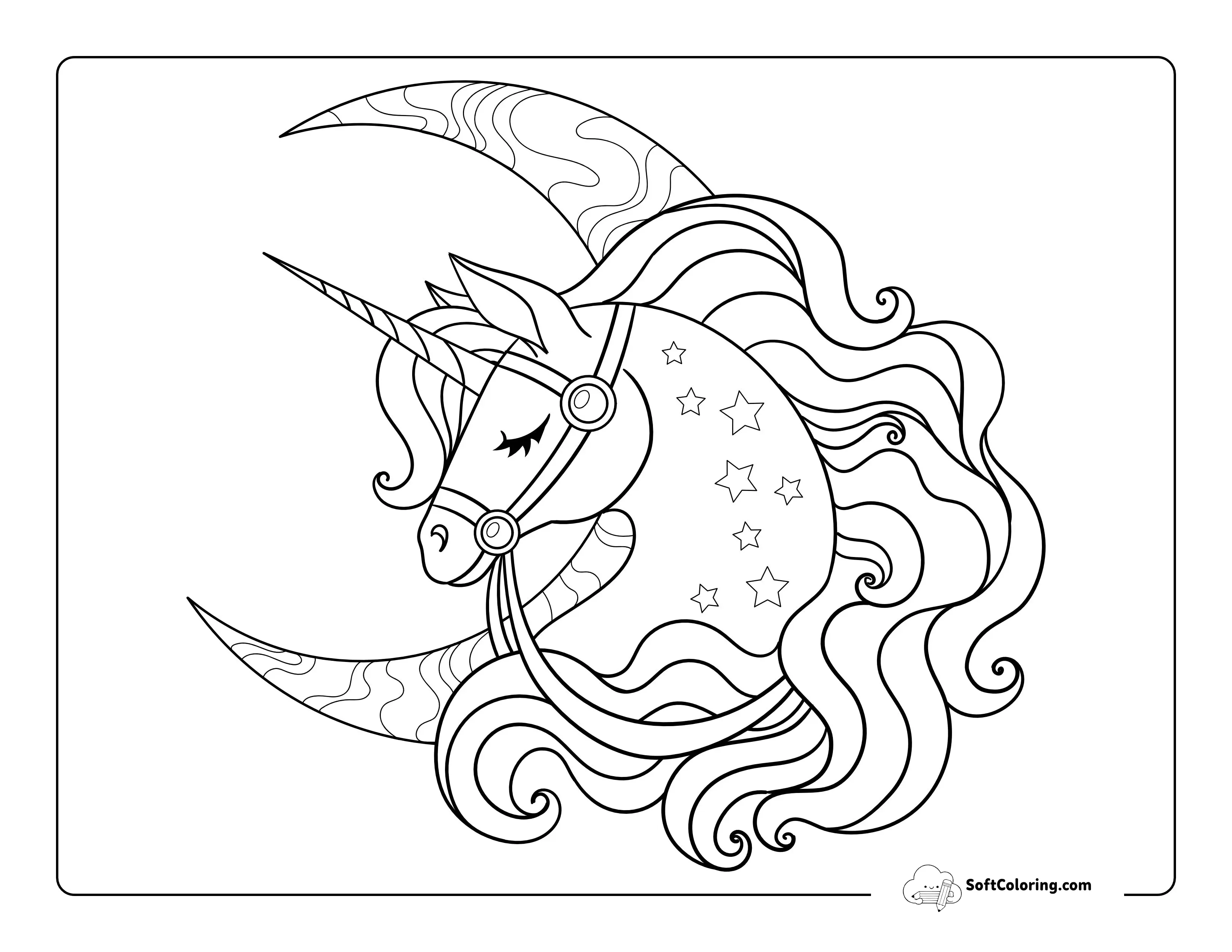 Sleeping Unicorn Coloring Sheet