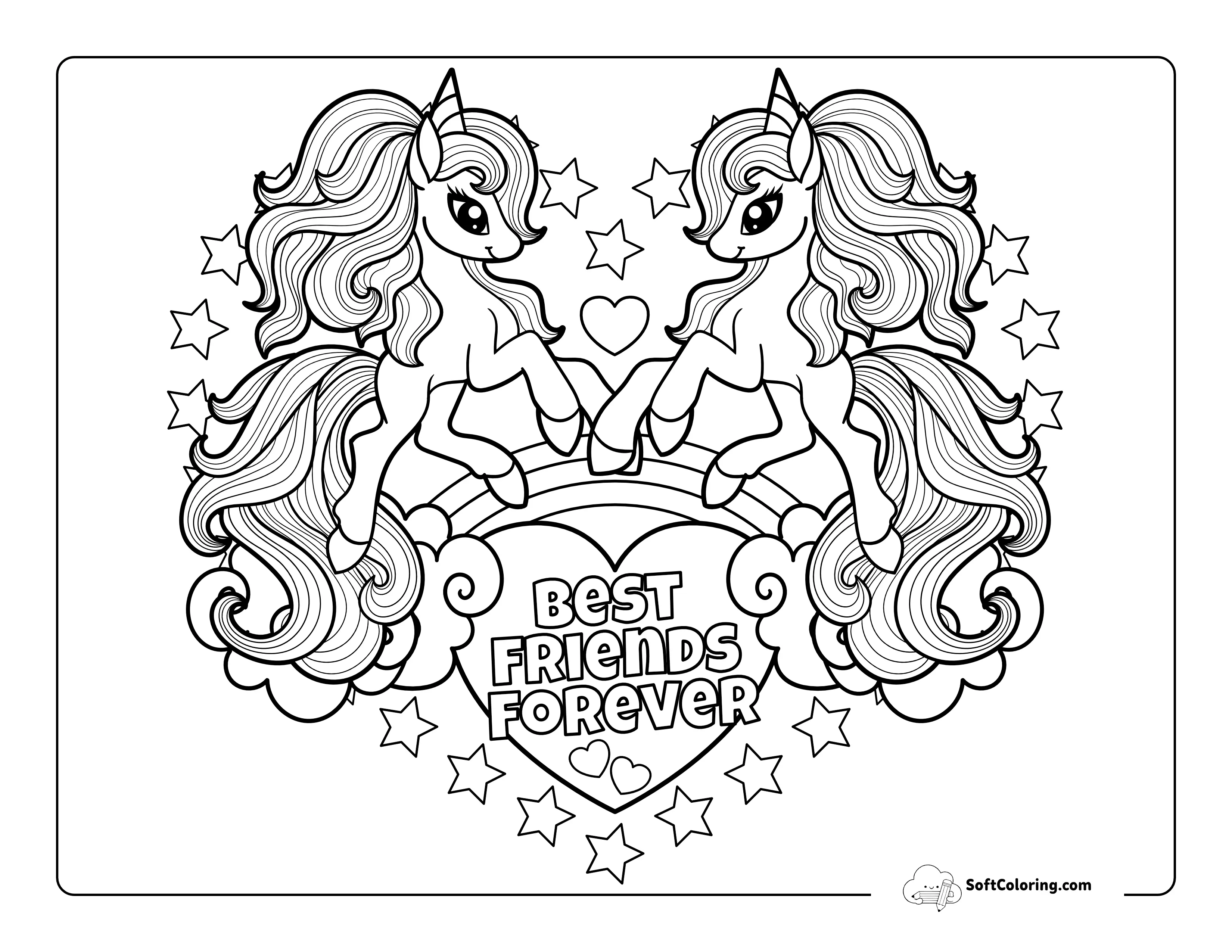 Bff Unicorns Coloring Page For Teens