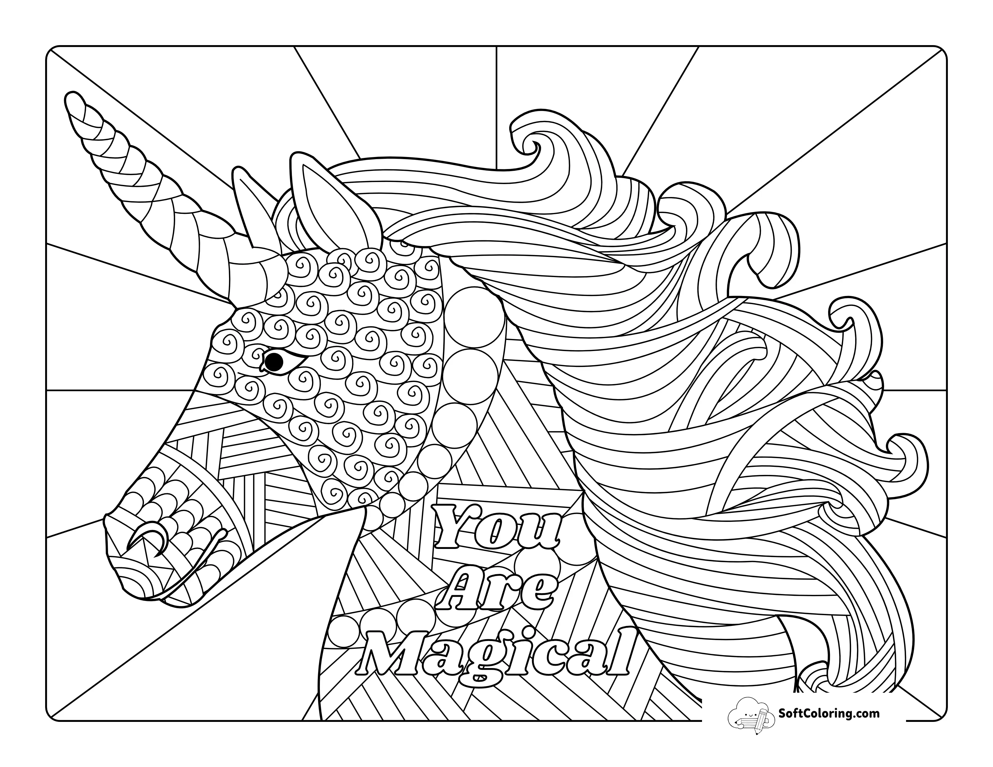 Unicorn Printable Zentangle For Adults