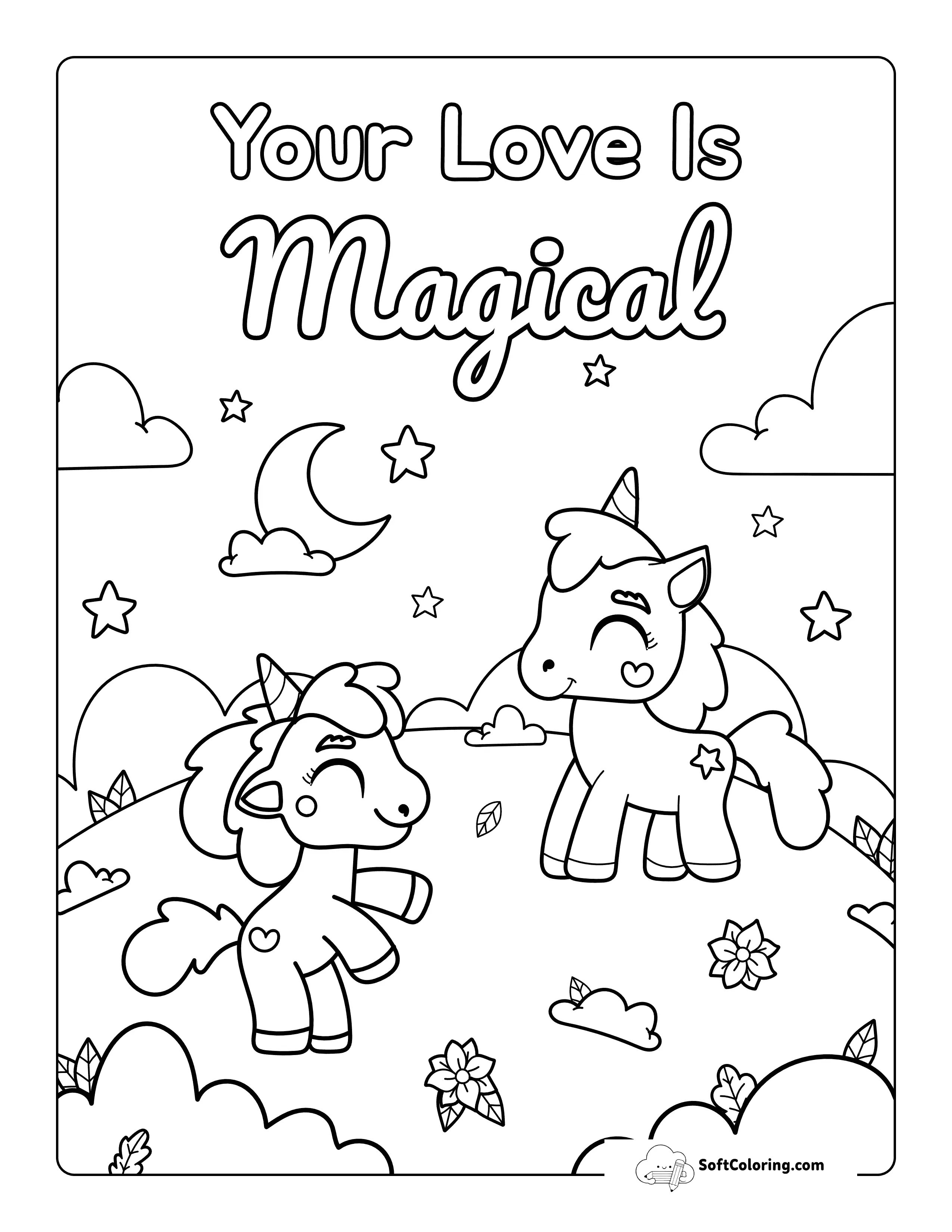 "Your Love Is Magical" Unicorn Love Coloring Sheet