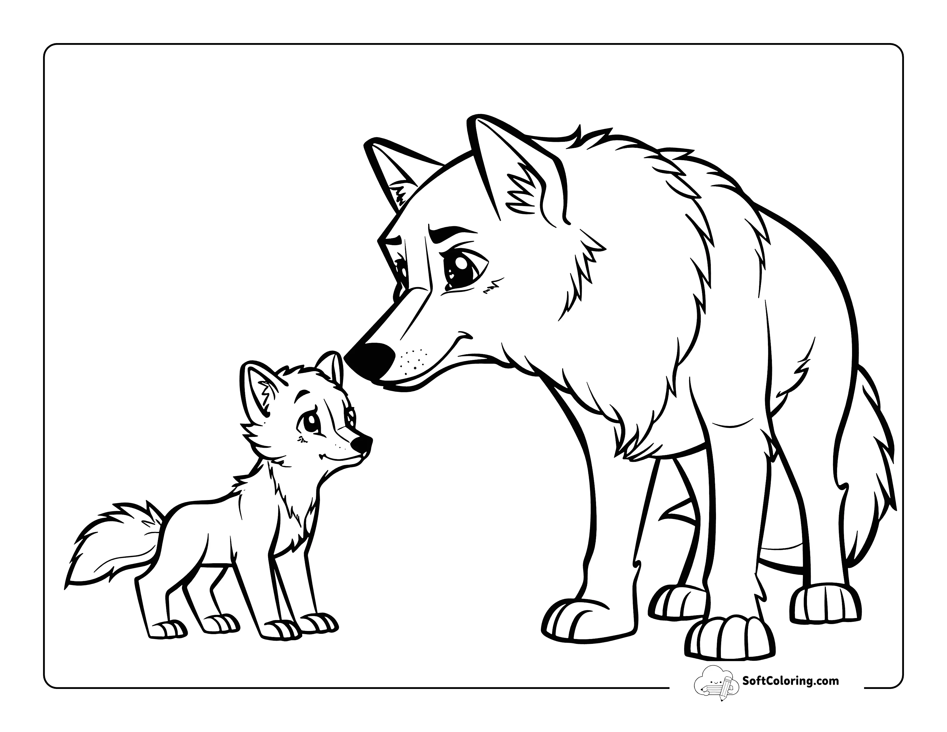 Easy Cute Baby Wolf Coloring Page