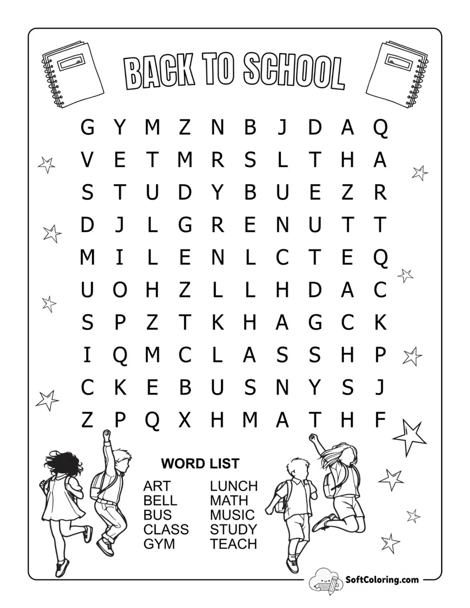Back To School Word Search General Easy