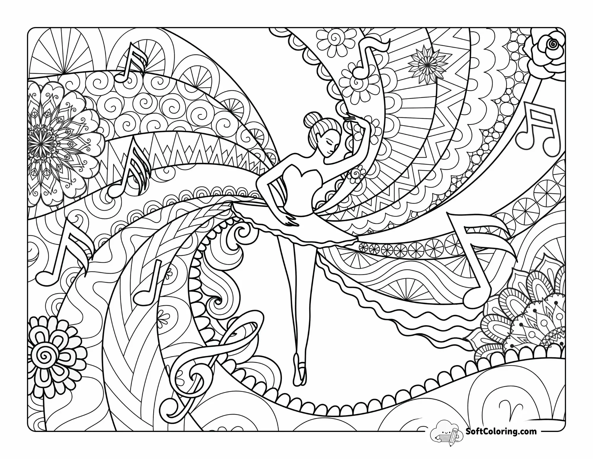 Relaxing Ballerina Mandala For Adults To Color