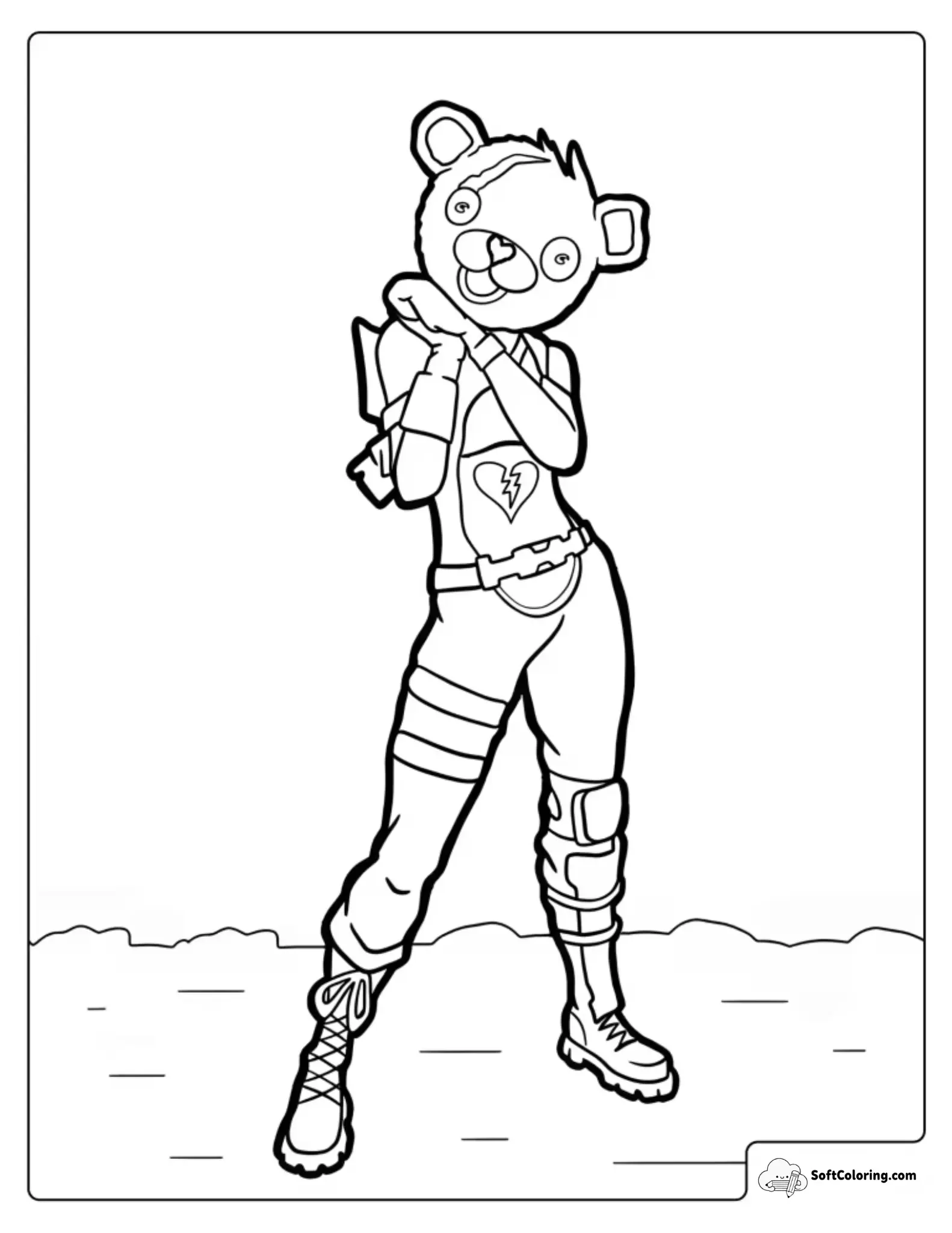 Cuddle Bear From Fortnite Coloring Page