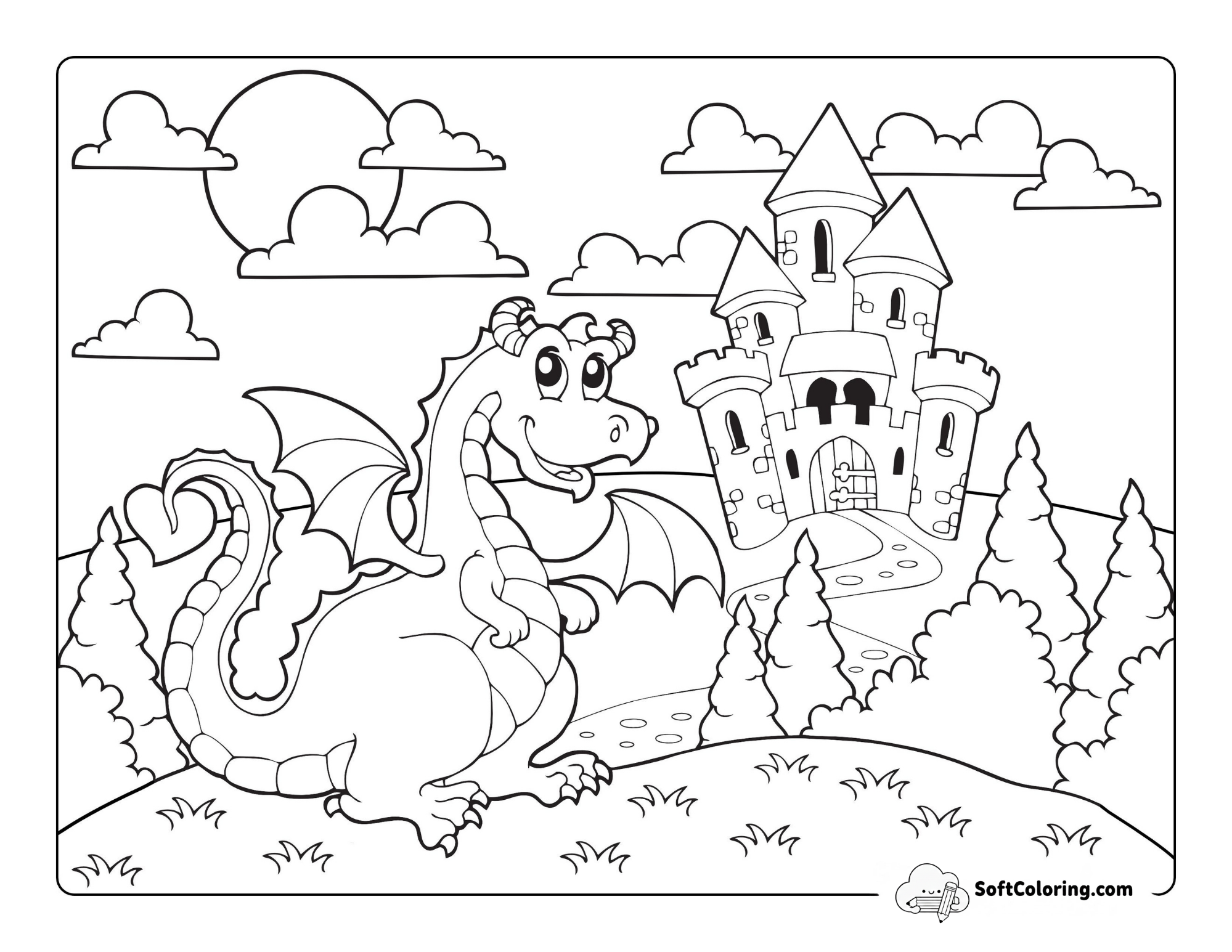 Horned Dragon Near Castle