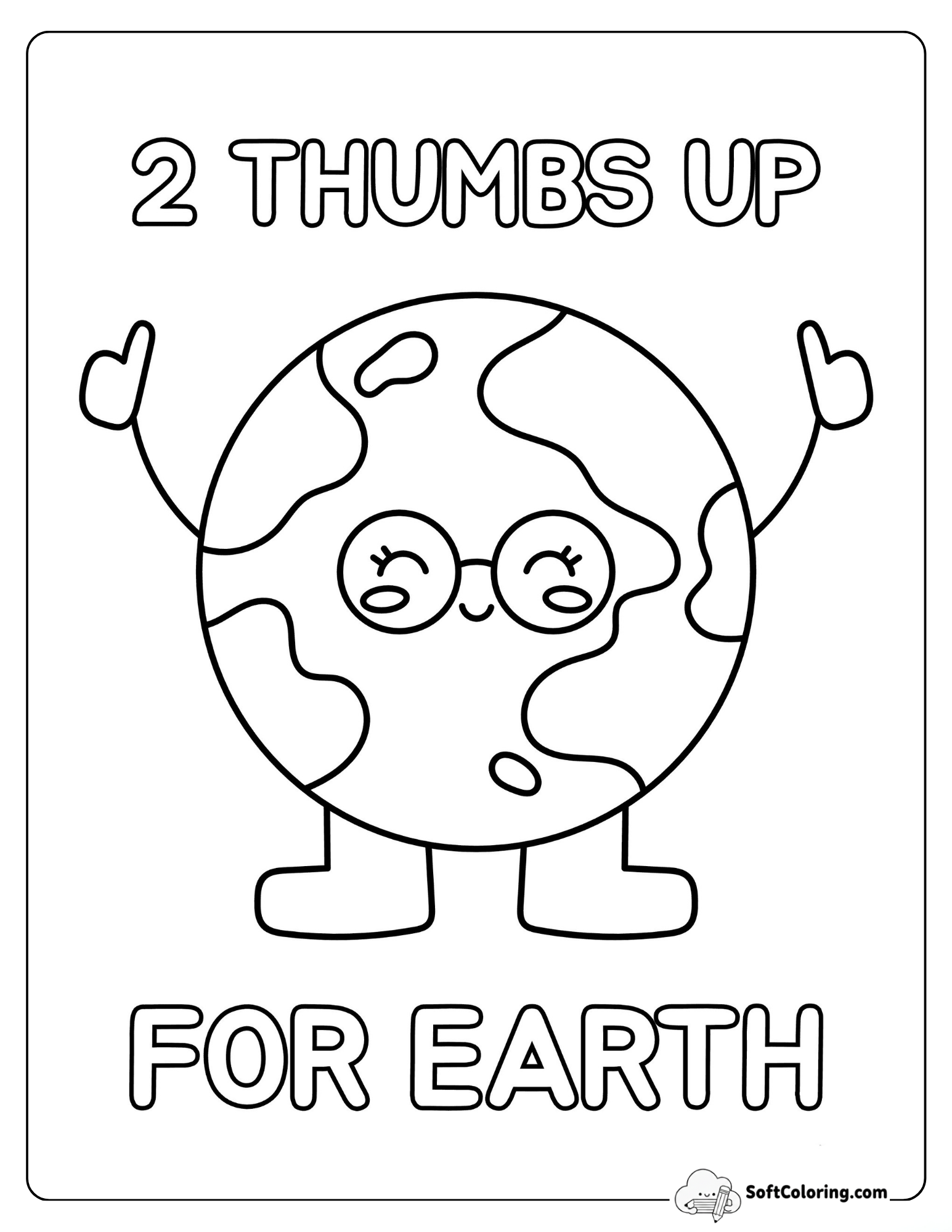 Nerdy Earth - Cute Cartoon Earth Thumbs Up