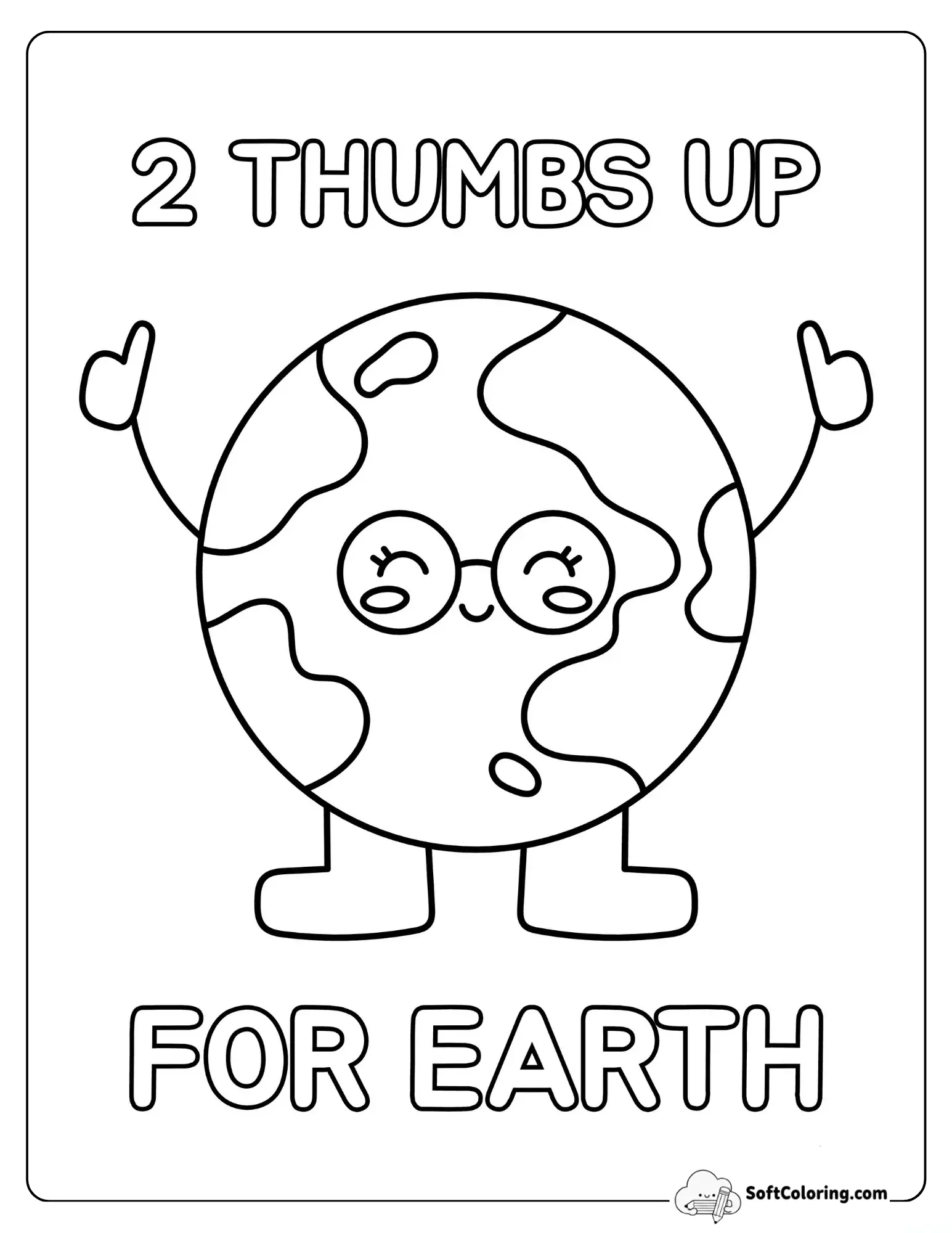 Nerdy Earth - Cute Cartoon Earth Thumbs Up