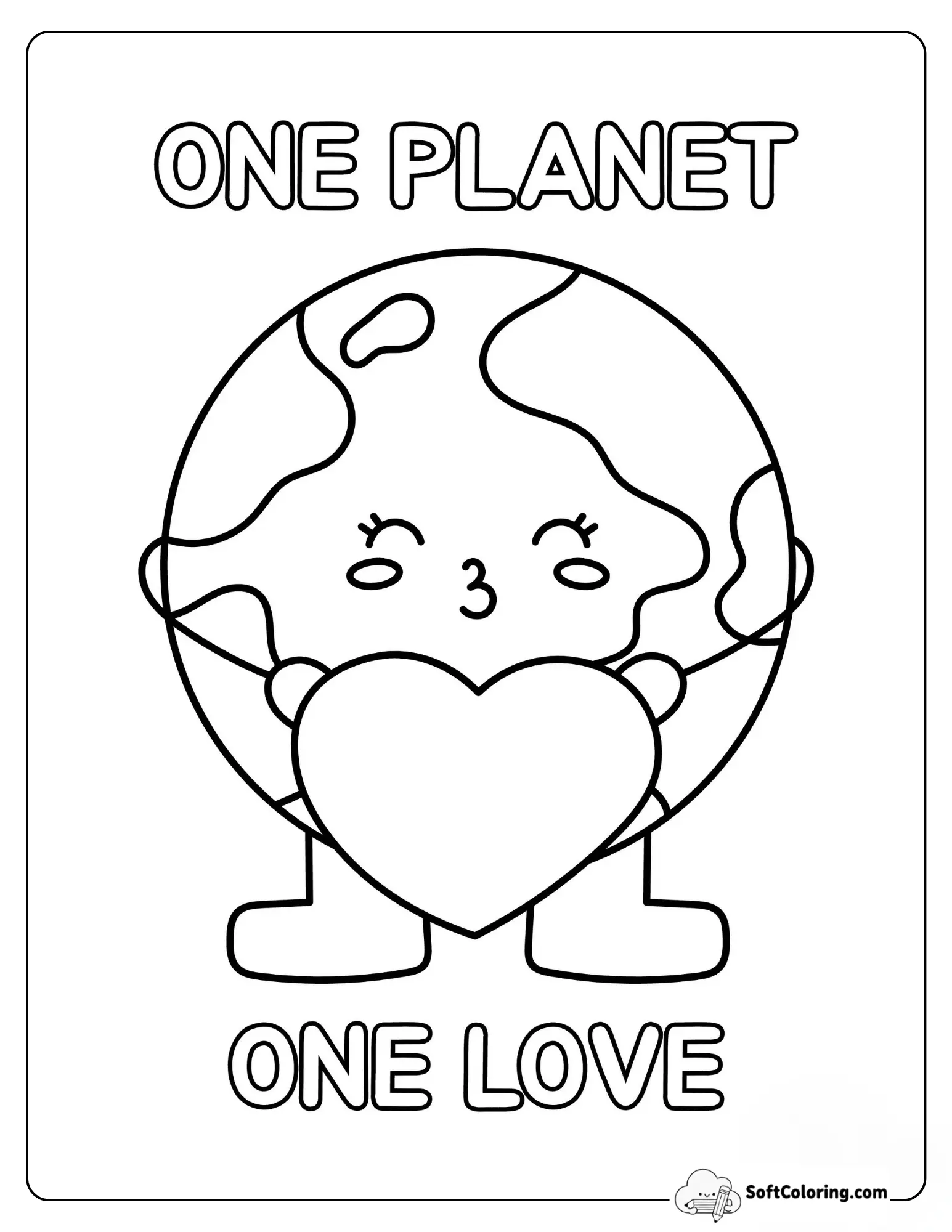 Cute Earth Holding A Heart