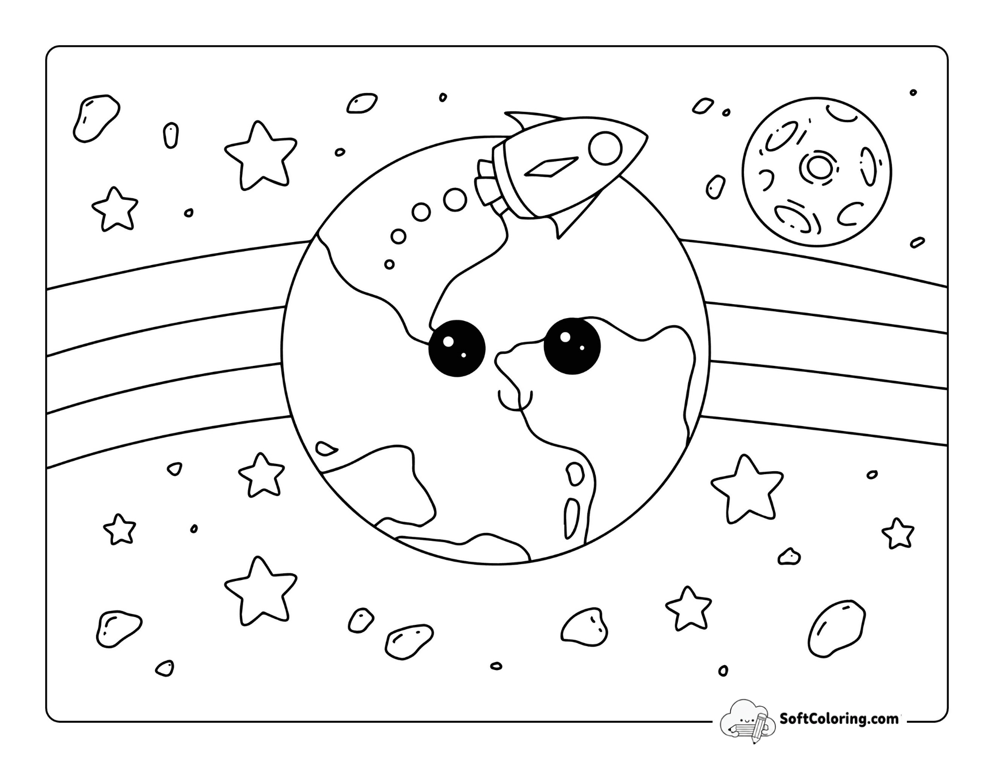 Cool Easy Earth Coloring Page From Space