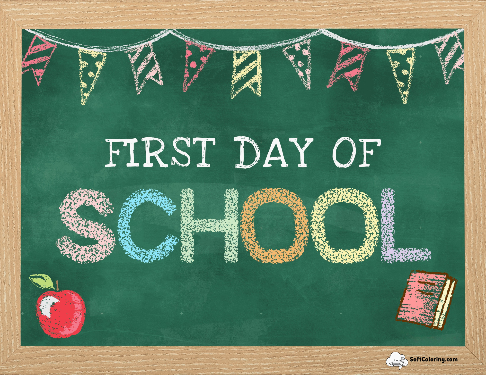 First Day Of School Signs Simple Chalkboard Style Color