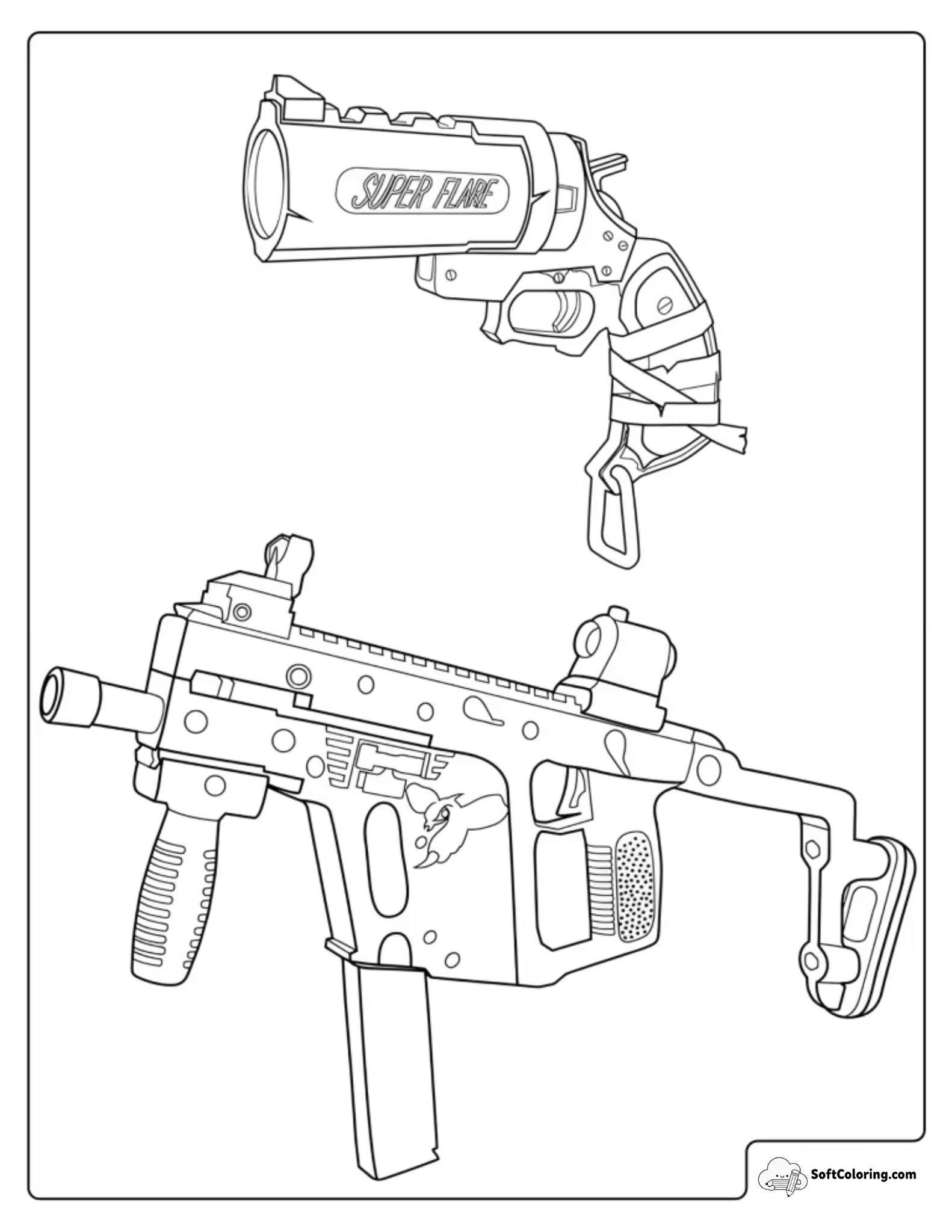 Fortnite Hornet Submachine Gun And Flare Gun Coloring Page