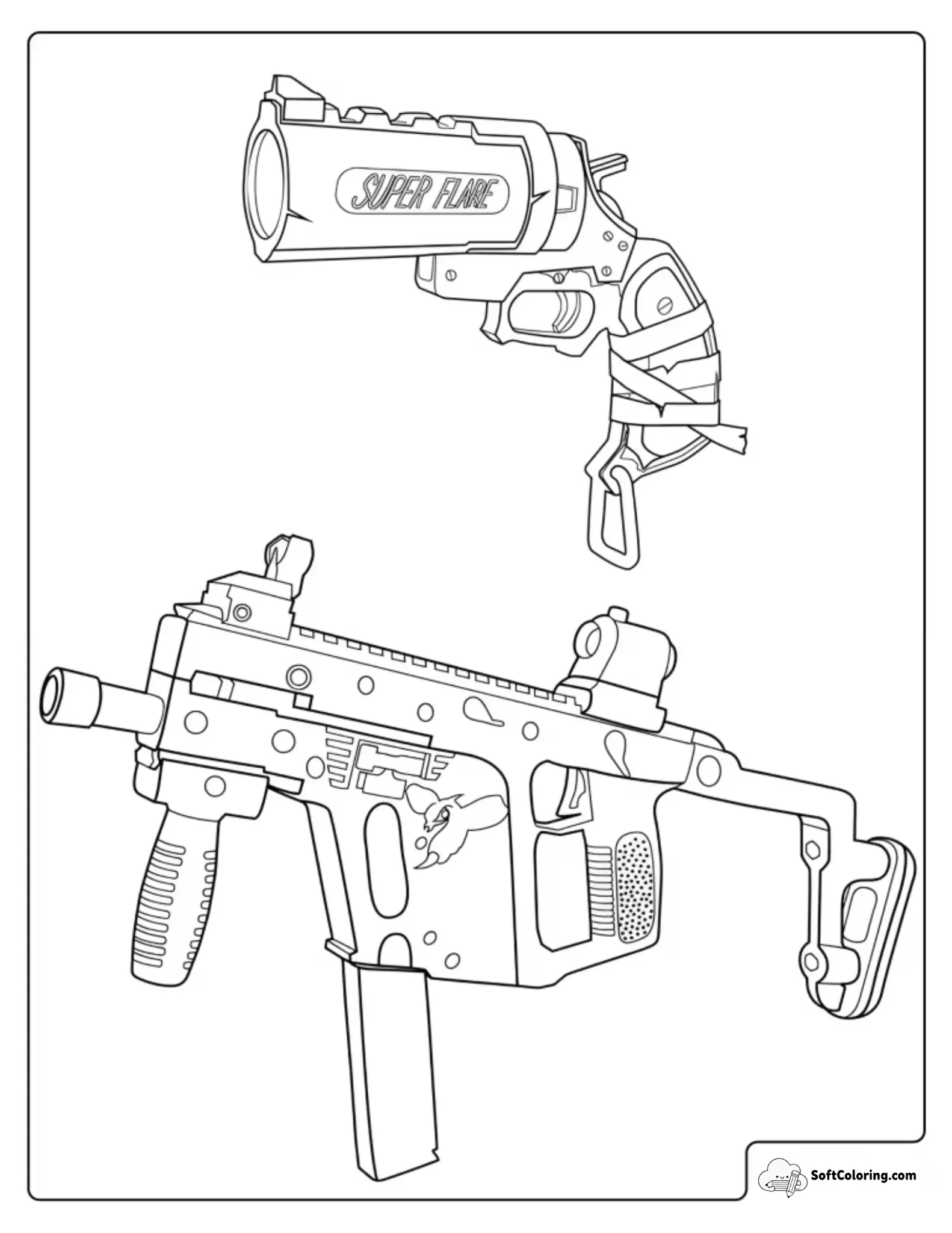 Fortnite Hornet Submachine Gun And Flare Gun Coloring Page