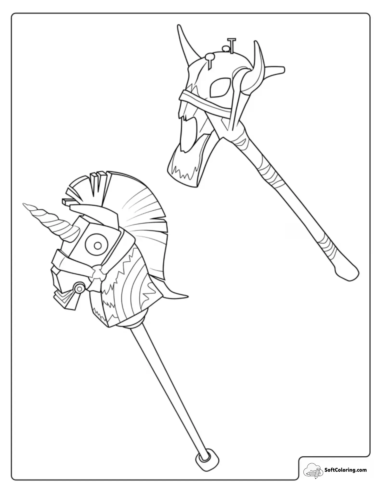 Fortnite Rainbow Smash And Death Valley Pickaxe Coloring Page