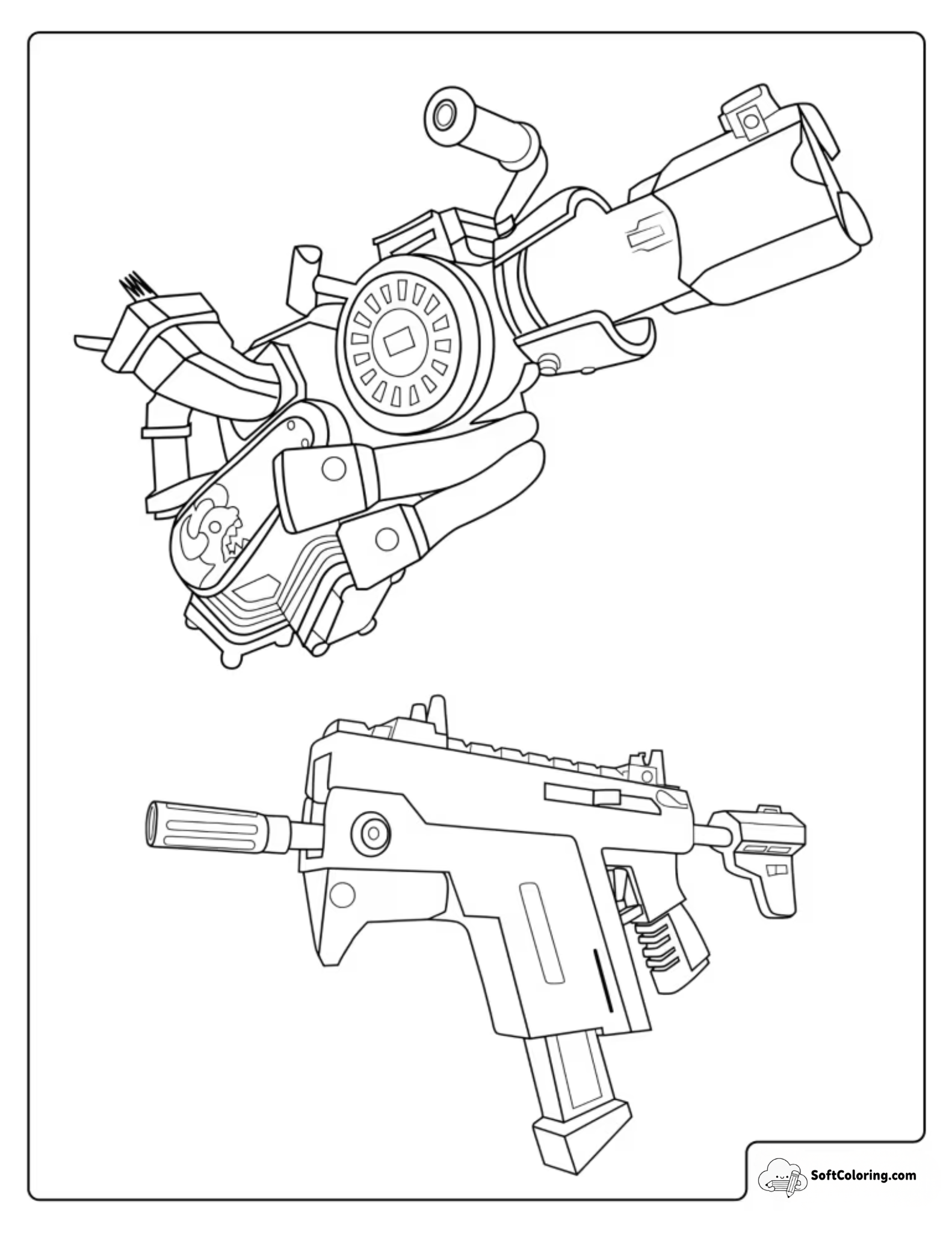 Fortnite Recycler Gun And Burst Smg Coloring Page