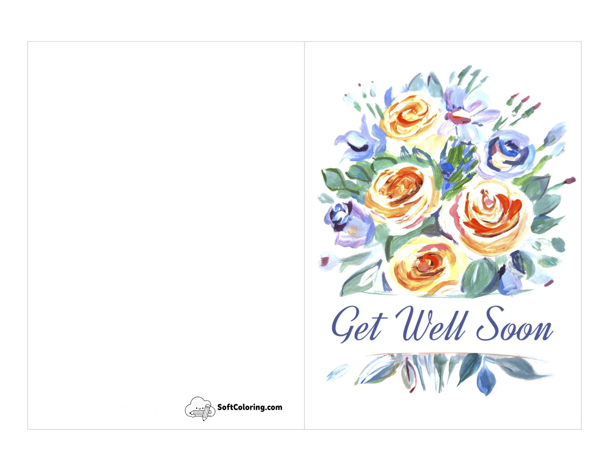 Bouquet Of Flowers "Get Well Soon" Printable Card