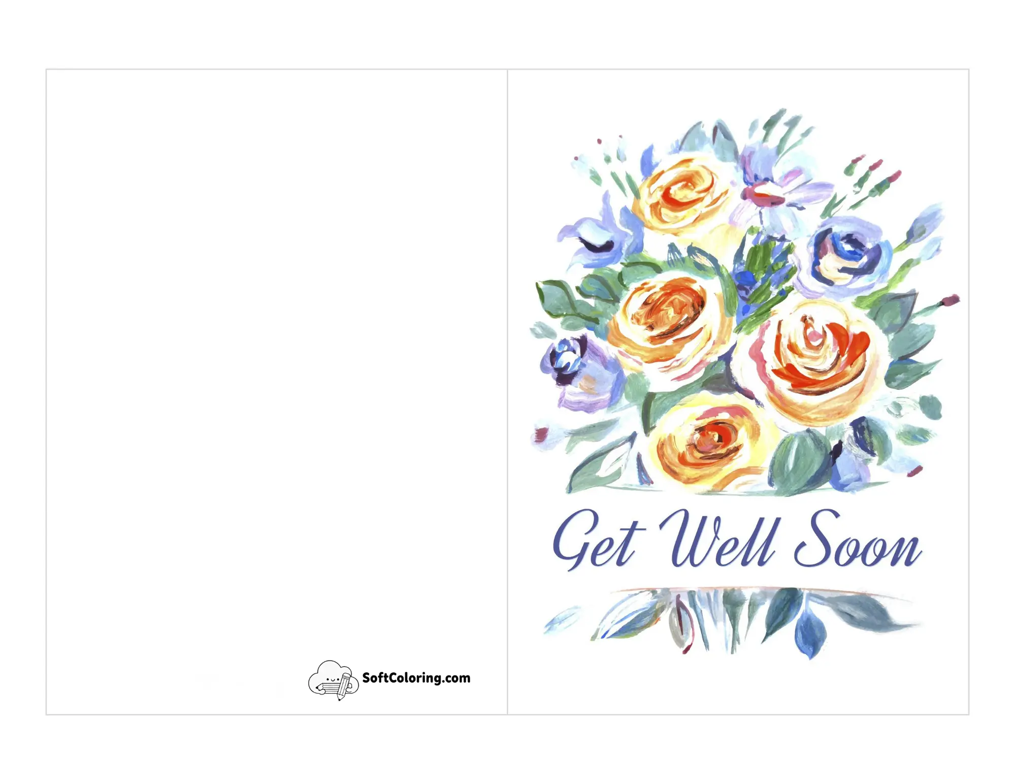 Bouquet Of Flowers "Get Well Soon" Printable Card