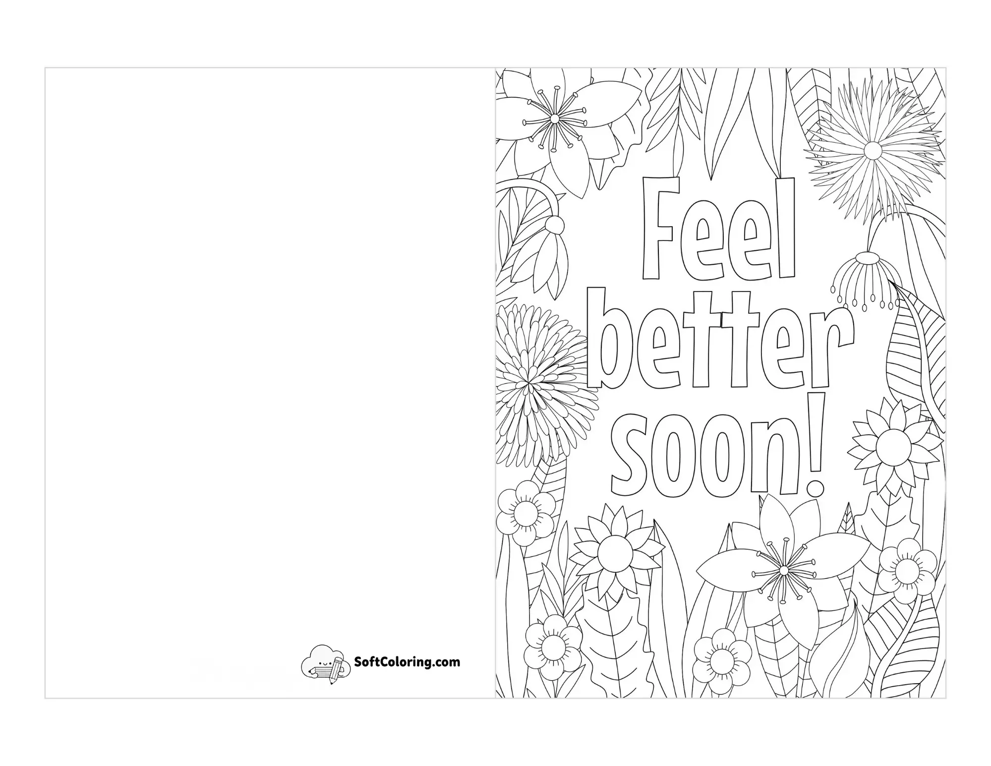 "Feel Better Soon" Flower Card To Color