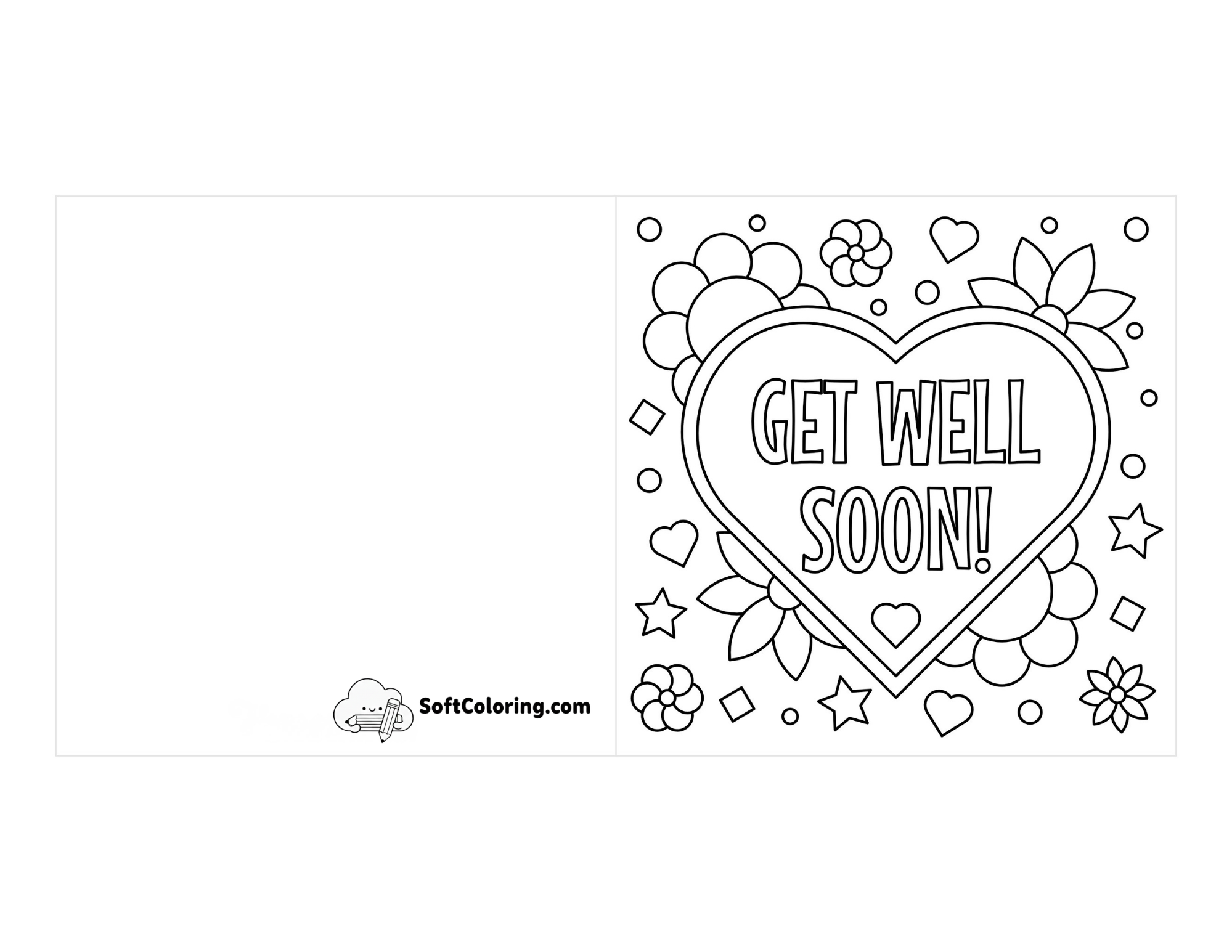 Printable "Get Well Soon" Card Template To Color
