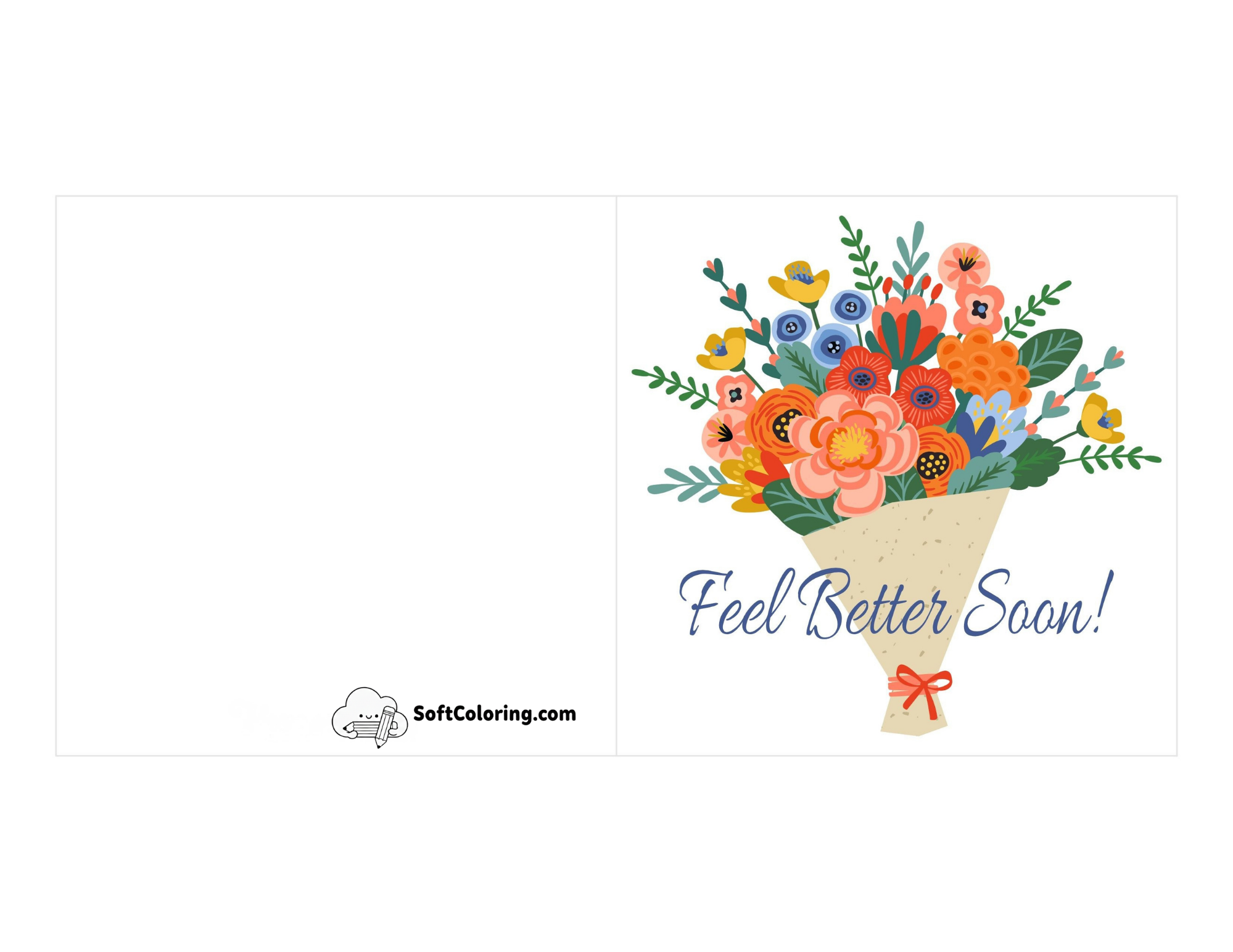 "Feel Better Soon" Bunch Of Flowers Printable Card