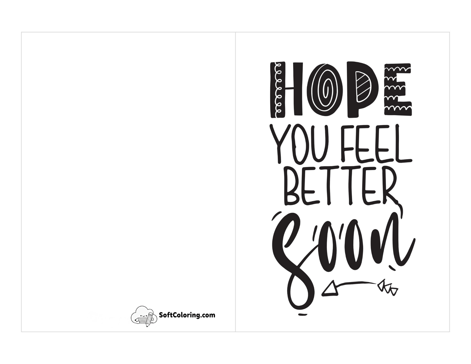 "Hope You Feel Better Soon" Word Art Printable Card